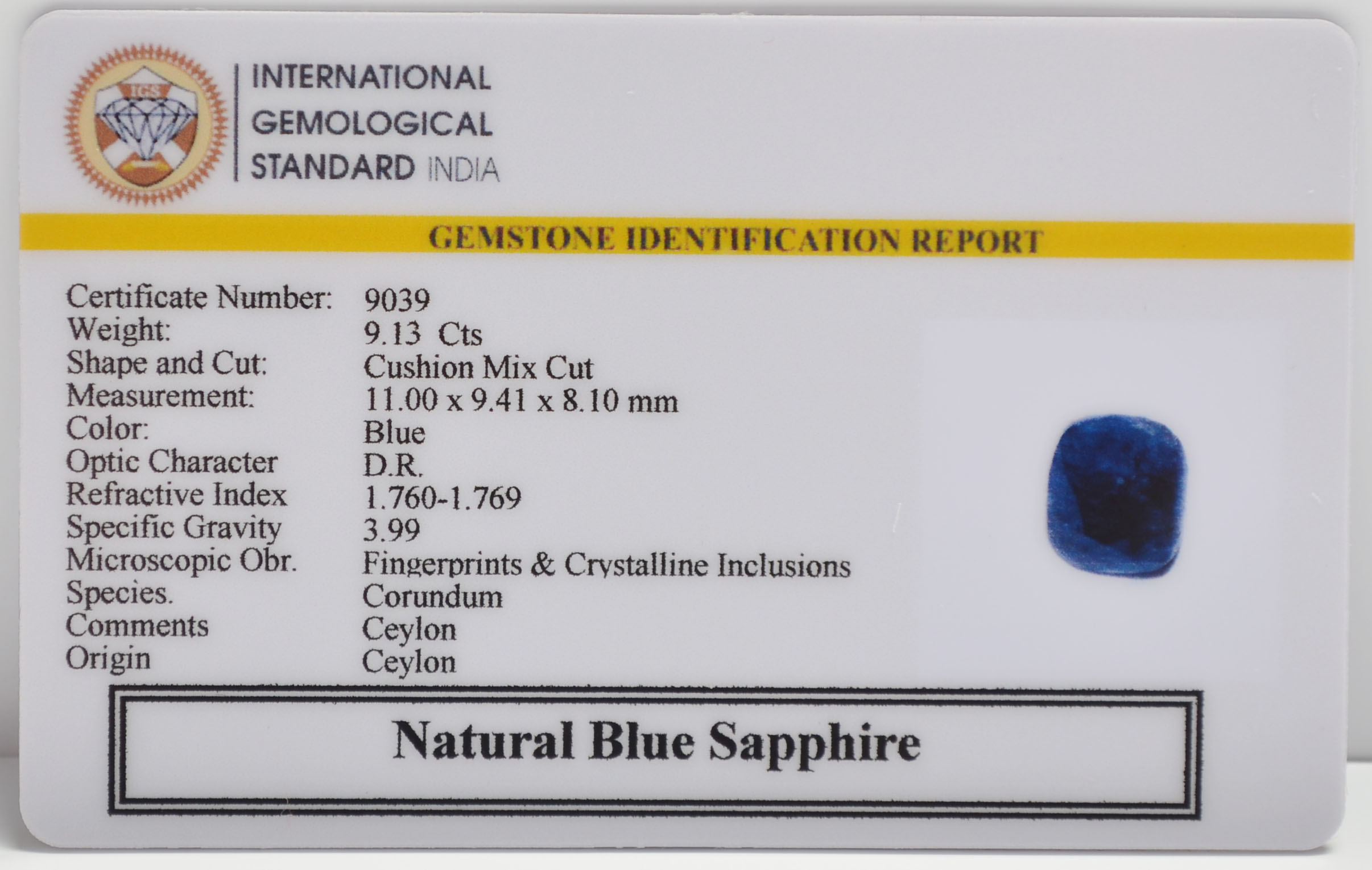 BSPG14811 2 BLUE SAPPHIRE 9.13 Ct.
