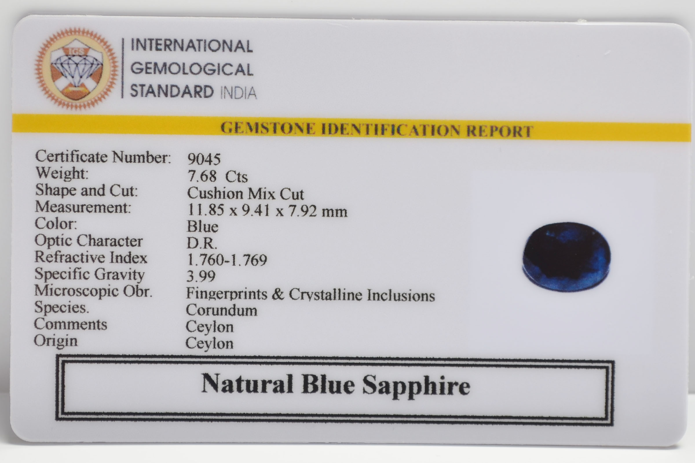 BLUE SAPPHIRE 7.68 Ct. 3 BSPG14816 2 BLUE SAPPHIRE 7.68 Ct.