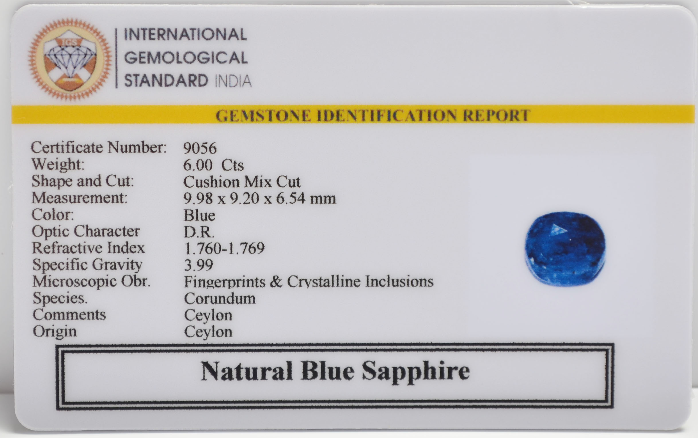 BSPG14827 2 BLUE SAPPHIRE 6 Ct.