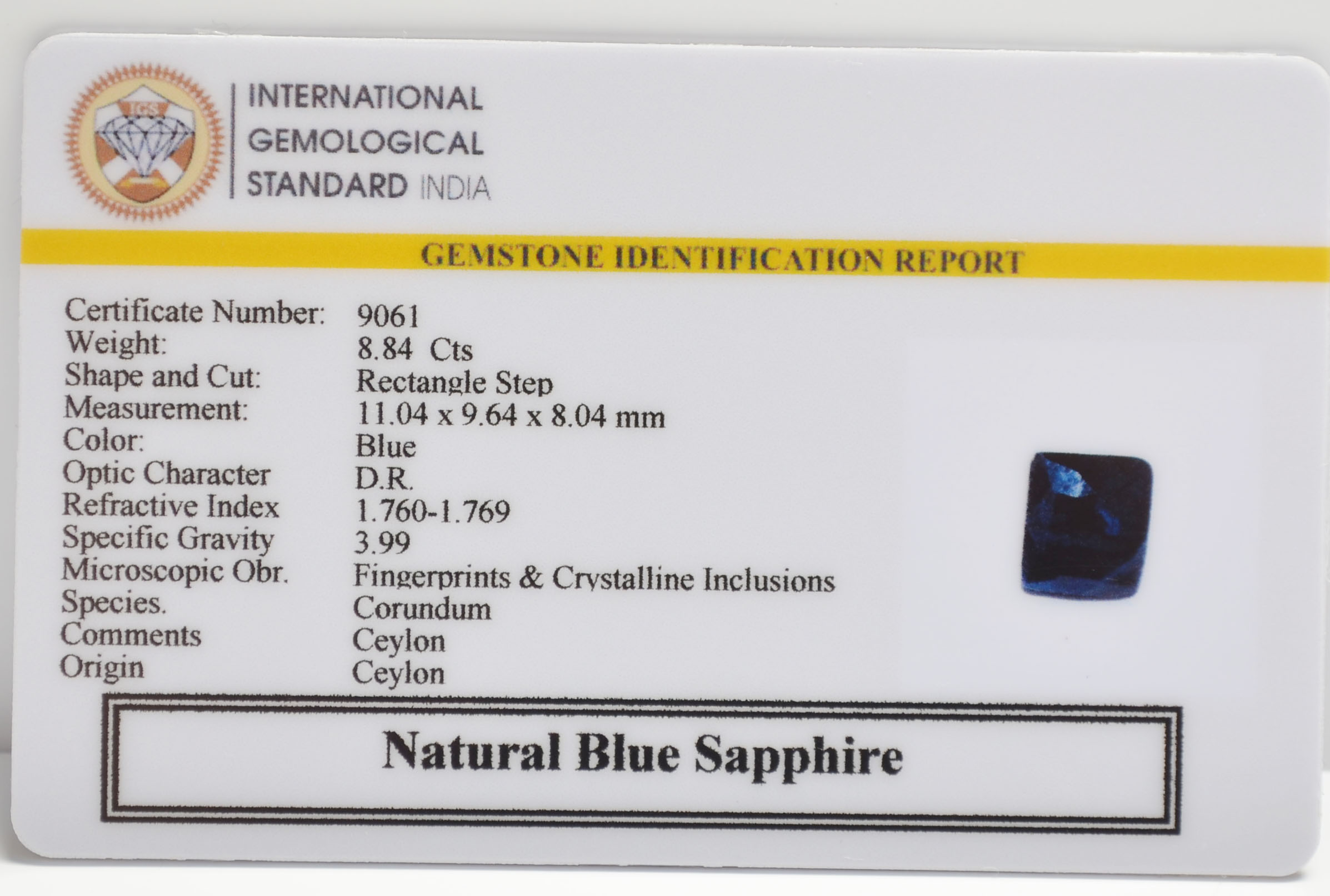 BLUE SAPPHIRE 8.84 Ct. 3 BSPG14832 2 BLUE SAPPHIRE 8.84 Ct.