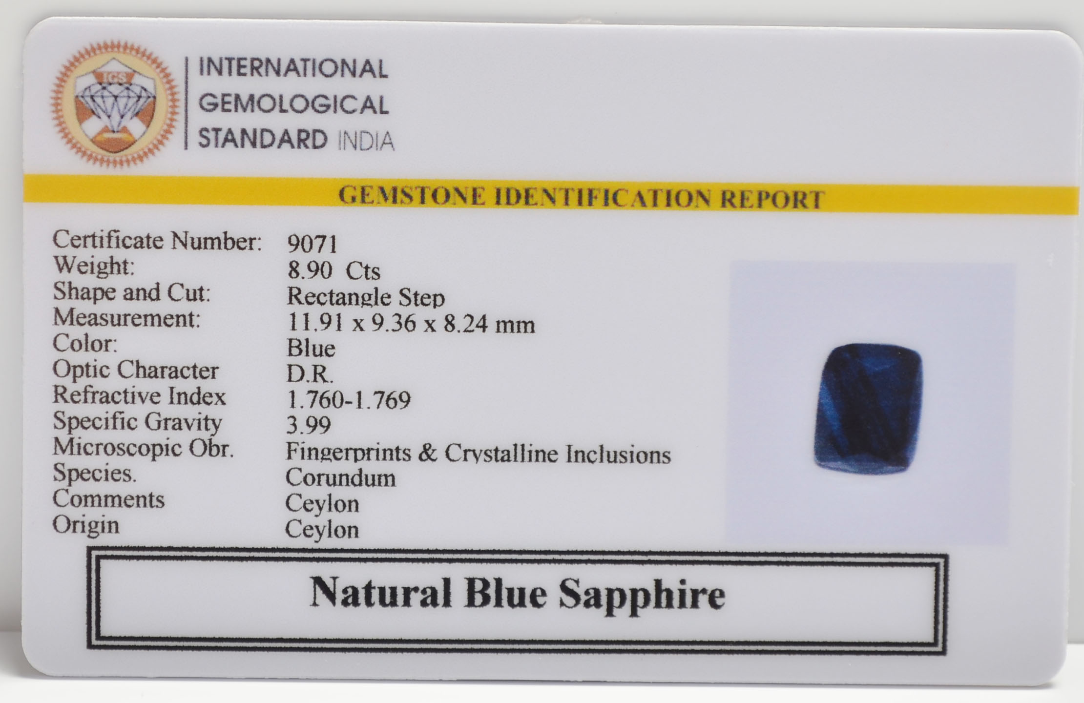 BSPG14842 2 BLUE SAPPHIRE 8.9 Ct.