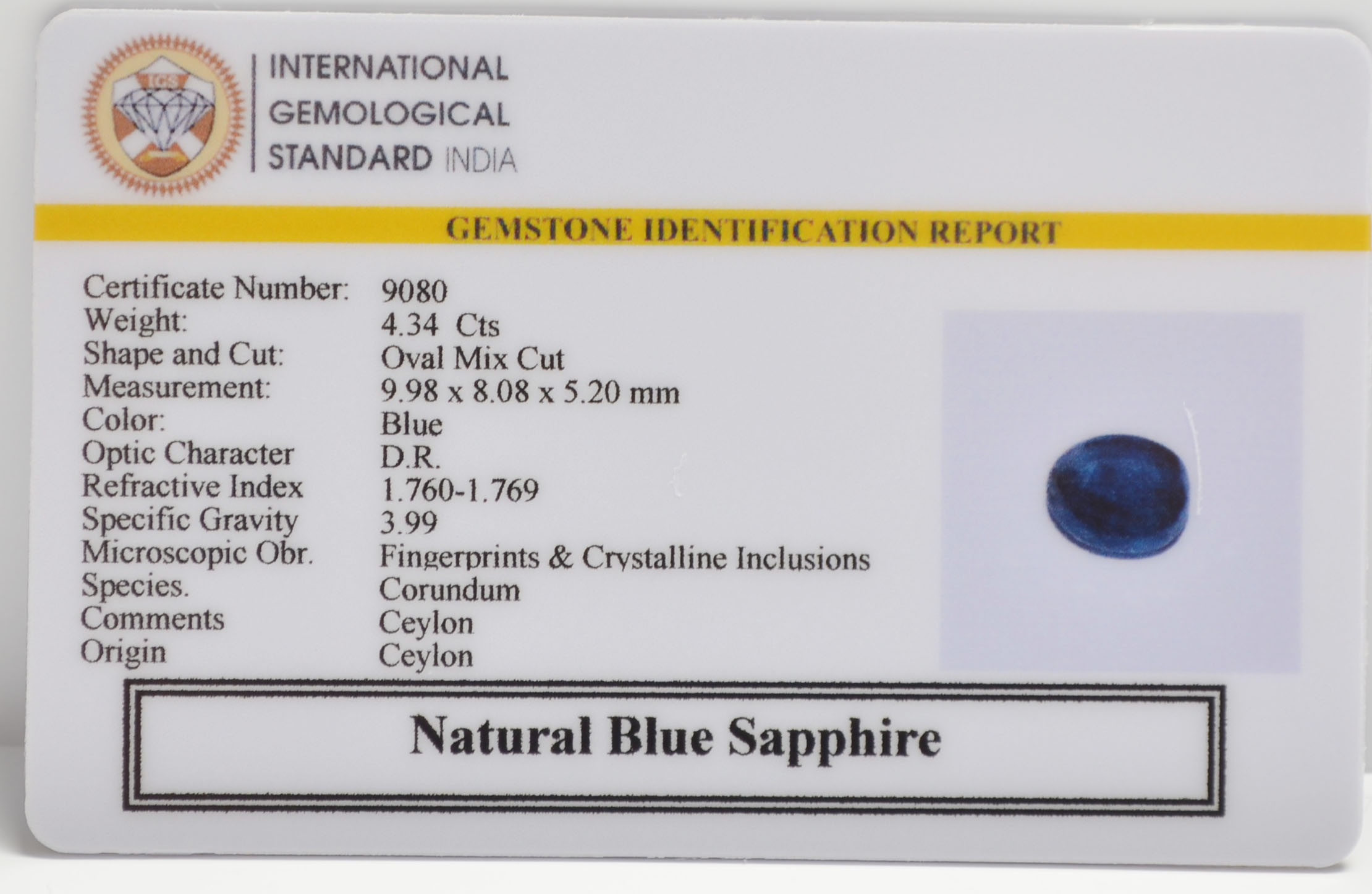 BLUE SAPPHIRE 4.34 Ct. 3 BSPG14851 2 BLUE SAPPHIRE 4.34 Ct.