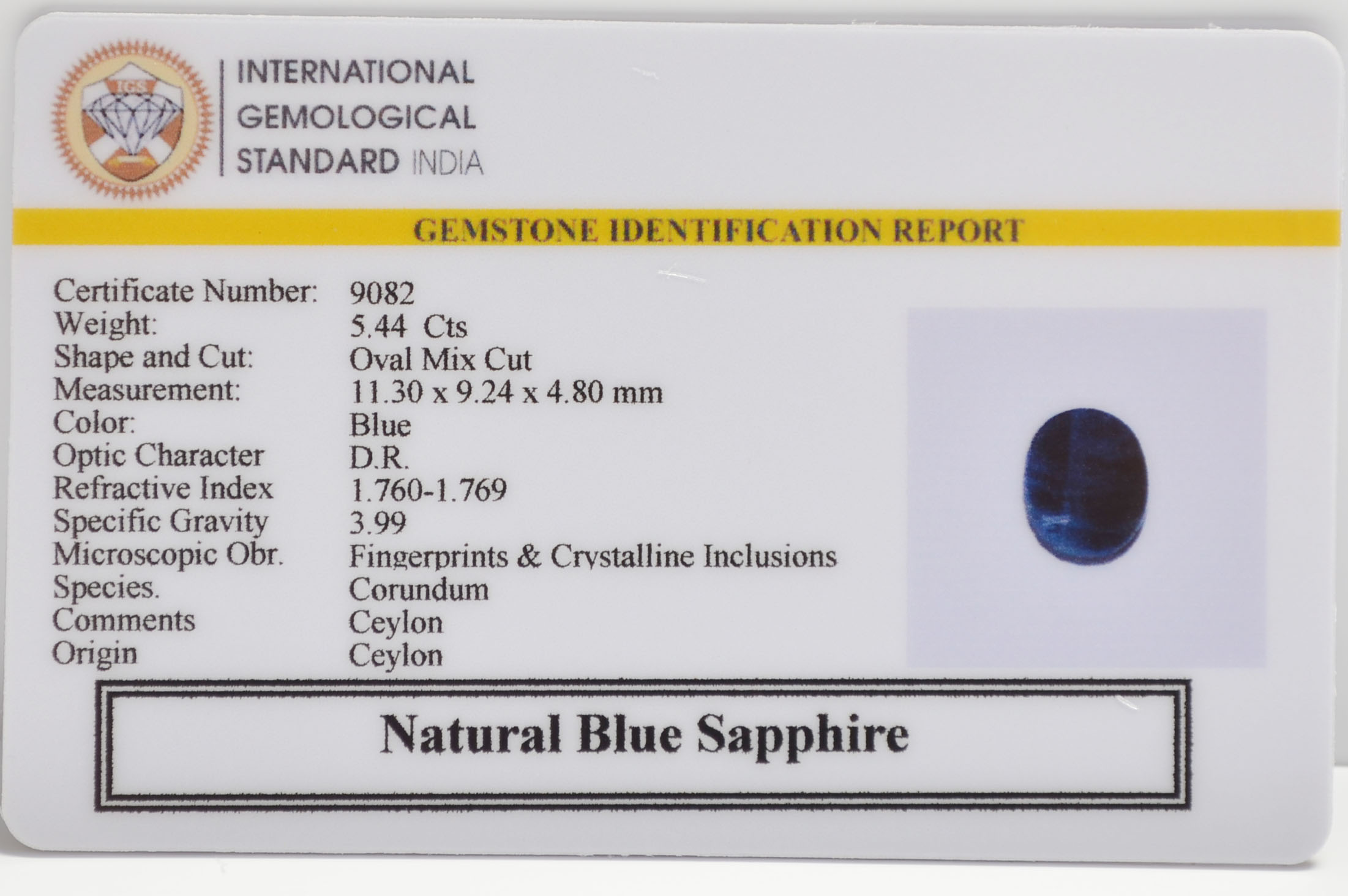 BLUE SAPPHIRE 5.44 Ct. 3 BSPG14853 2 BLUE SAPPHIRE 5.44 Ct.