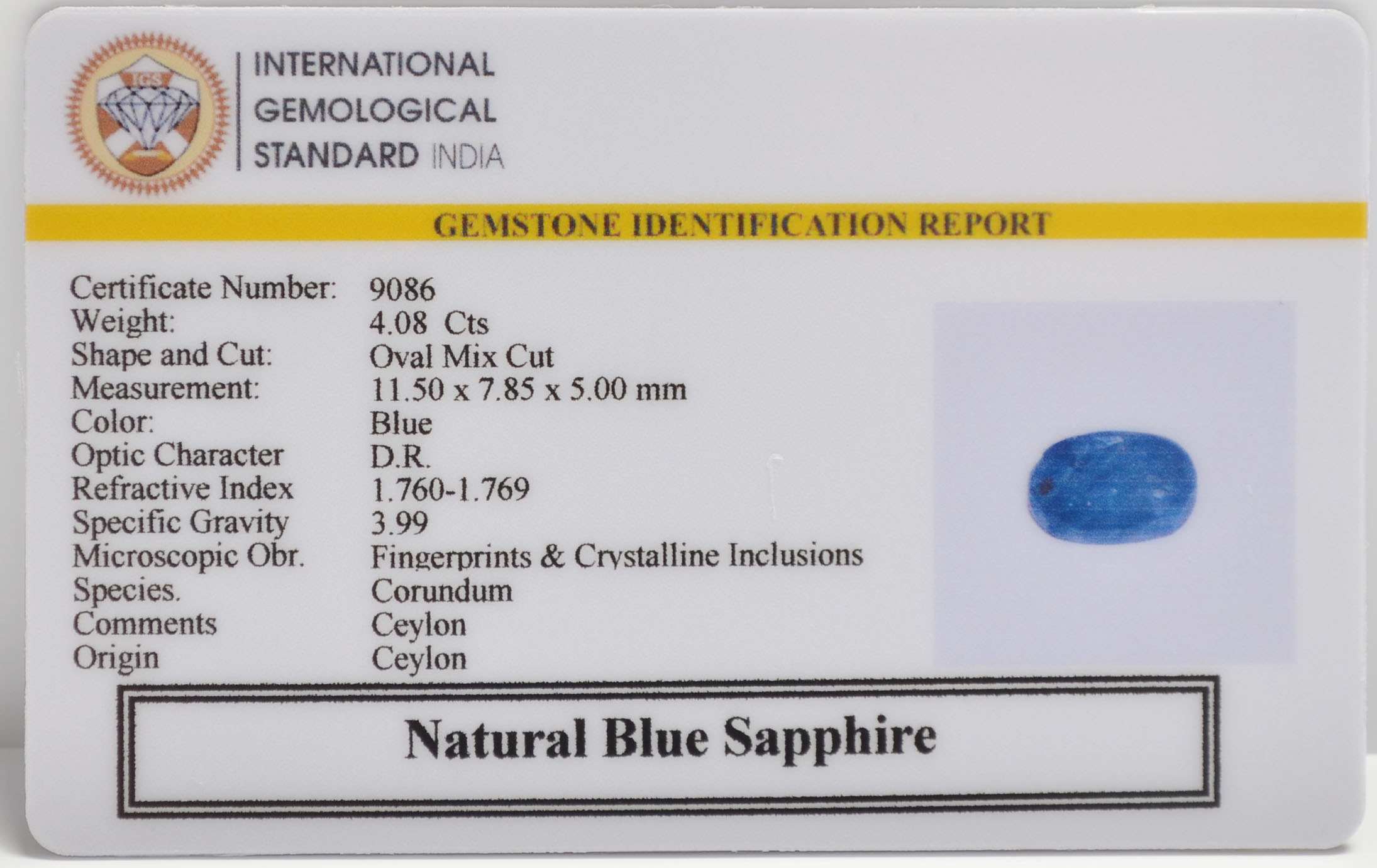 BSPG14857 2 BLUE SAPPHIRE 4.08 Ct.