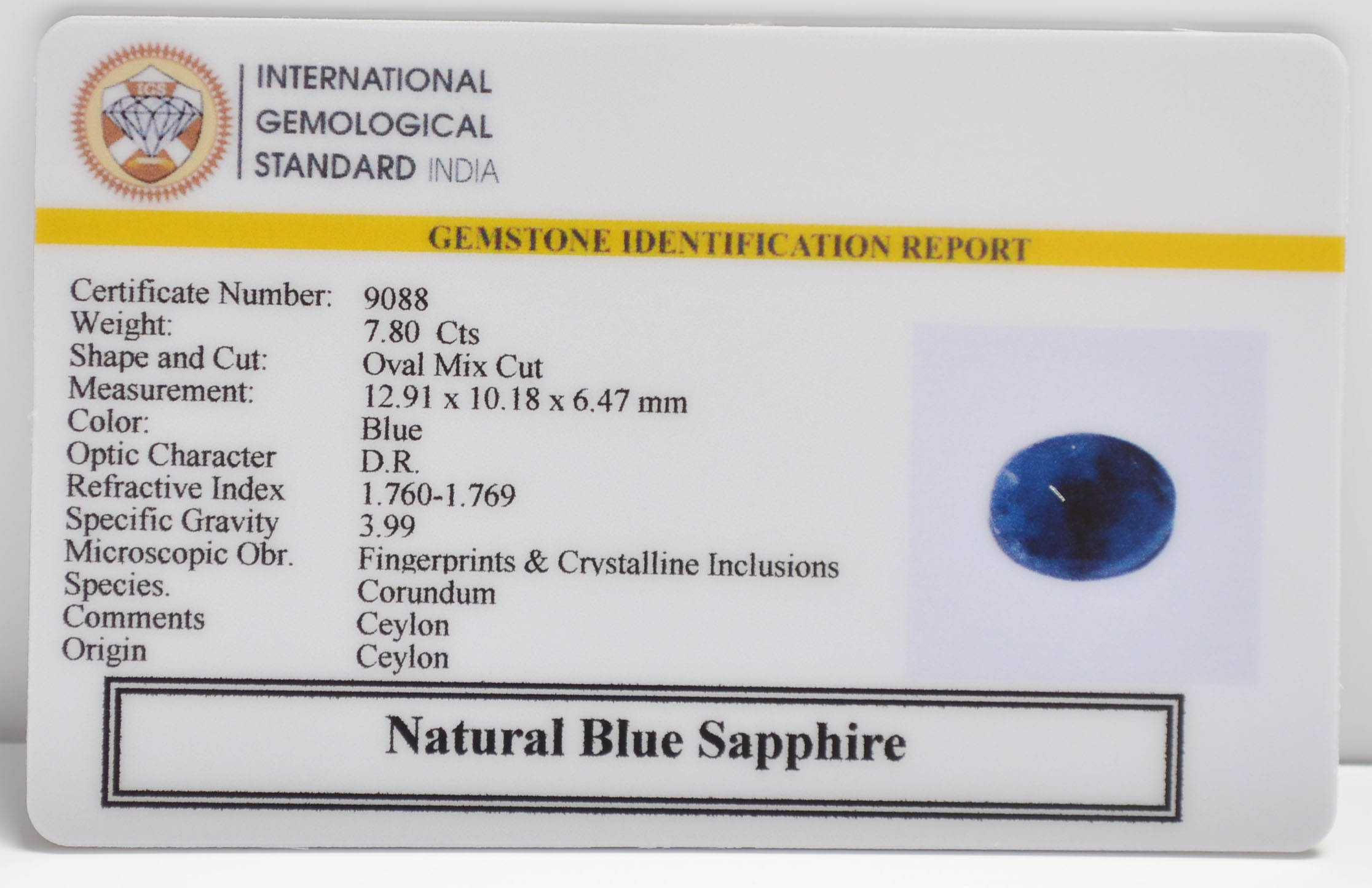 BLUE SAPPHIRE 7.8 Ct. 3 BSPG14859 2 BLUE SAPPHIRE 7.8 Ct.