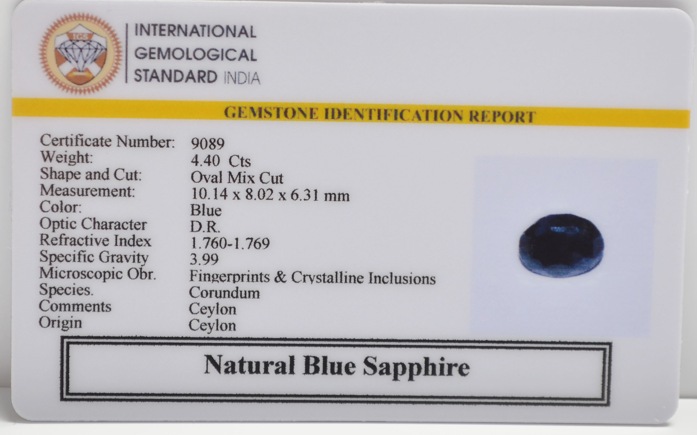 BLUE SAPPHIRE 4.4 Ct. 3 BSPG14860 2 BLUE SAPPHIRE 4.4 Ct.
