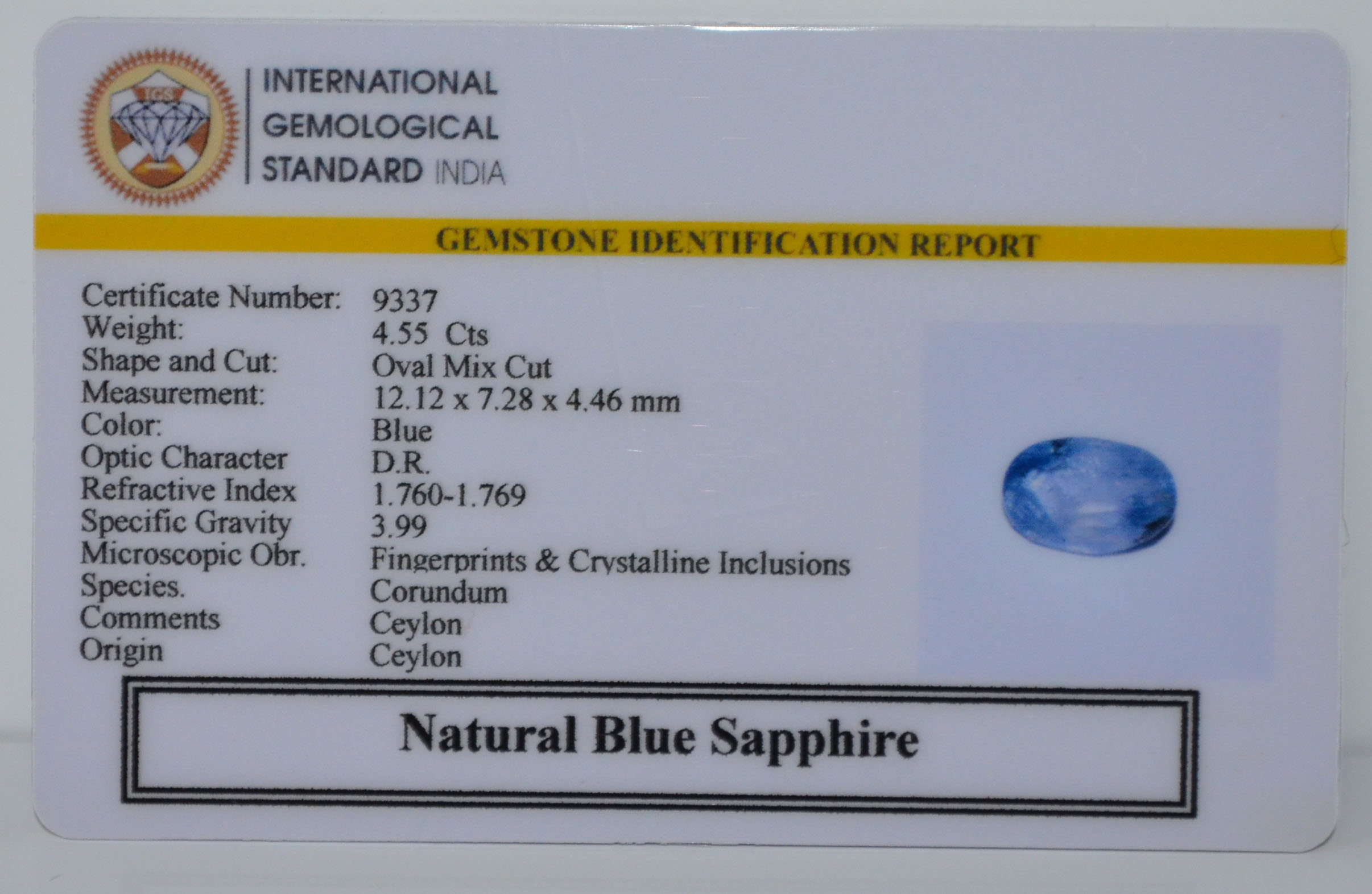 BSPG14866 2 BLUE SAPPHIRE 4.55 Ct.