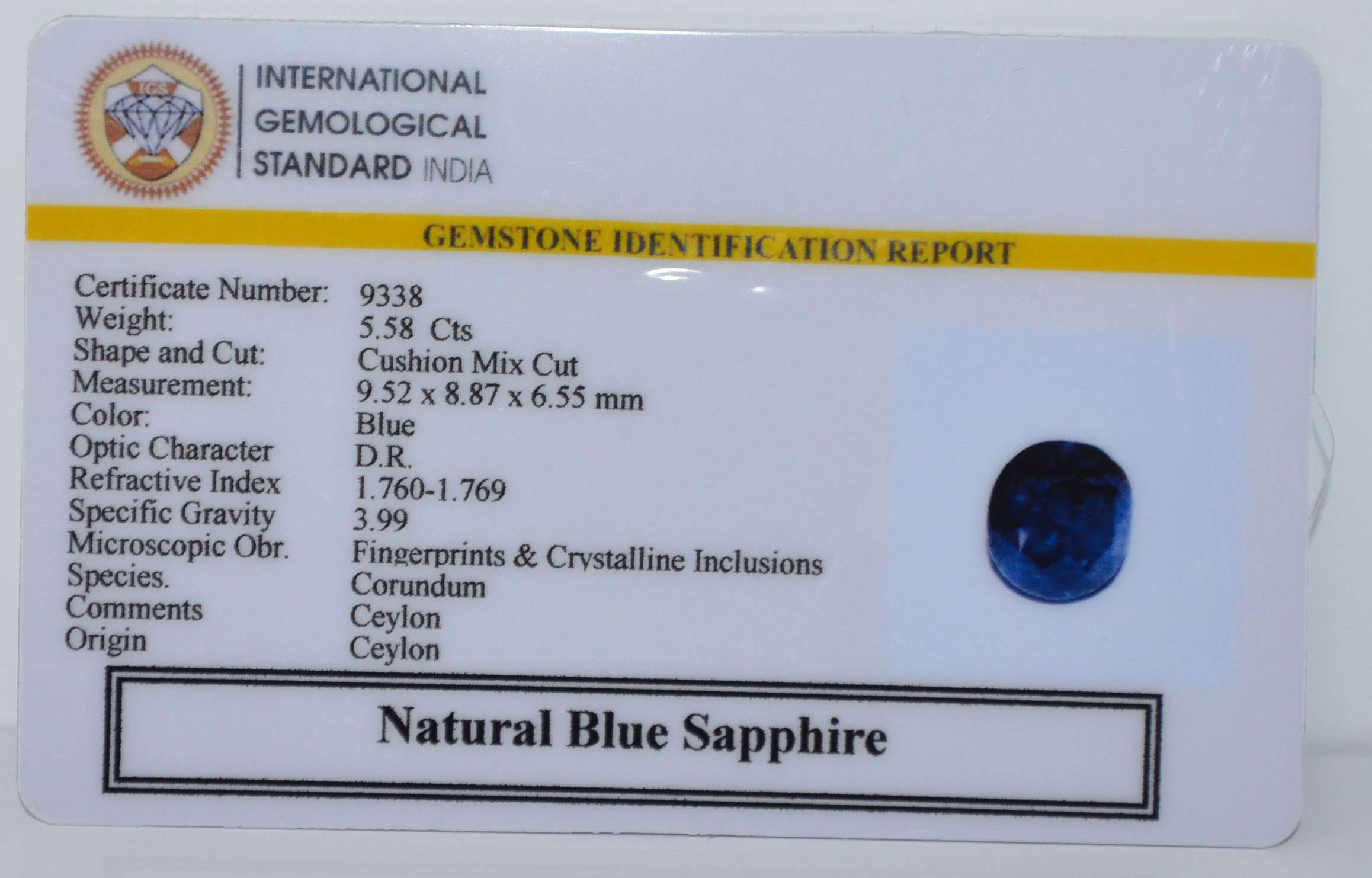 BSPG14867 2 BLUE SAPPHIRE 5.58 Ct.
