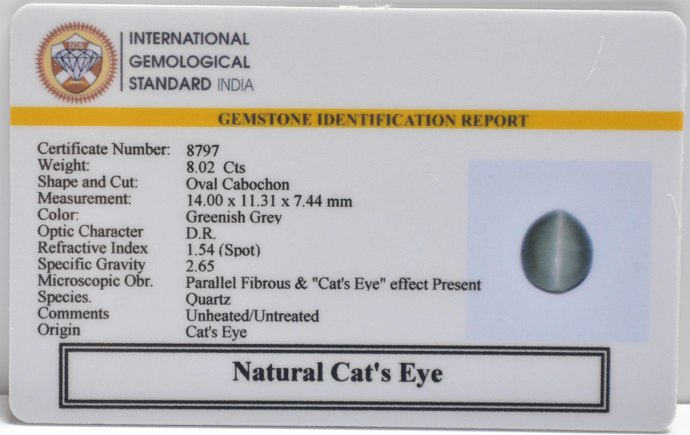 CE2867 2 CATS EYE 8.02 Ct.