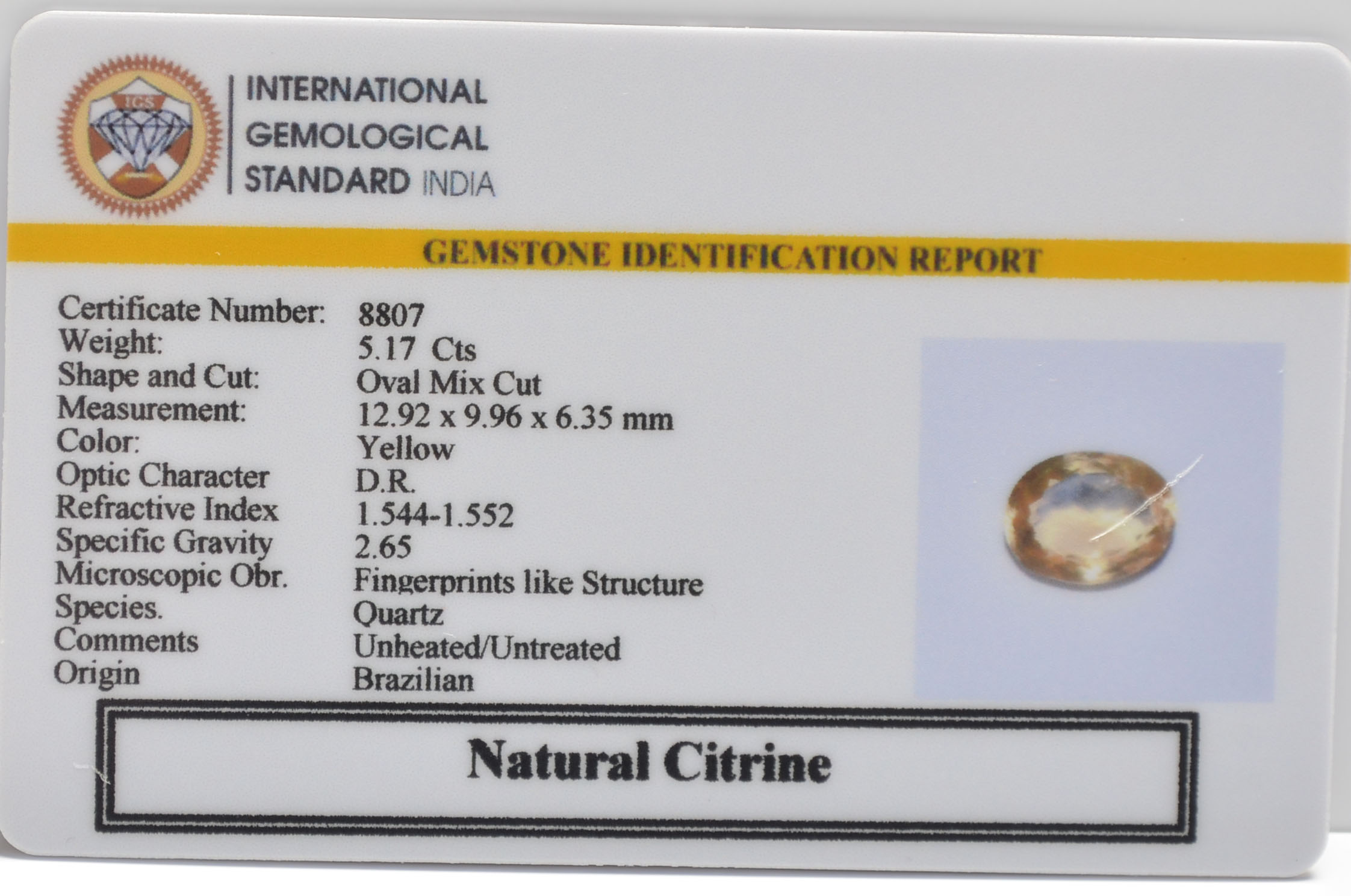 CITRINE 5.17 Ct. 3 CIT2160 2 CITRINE 5.17 Ct.