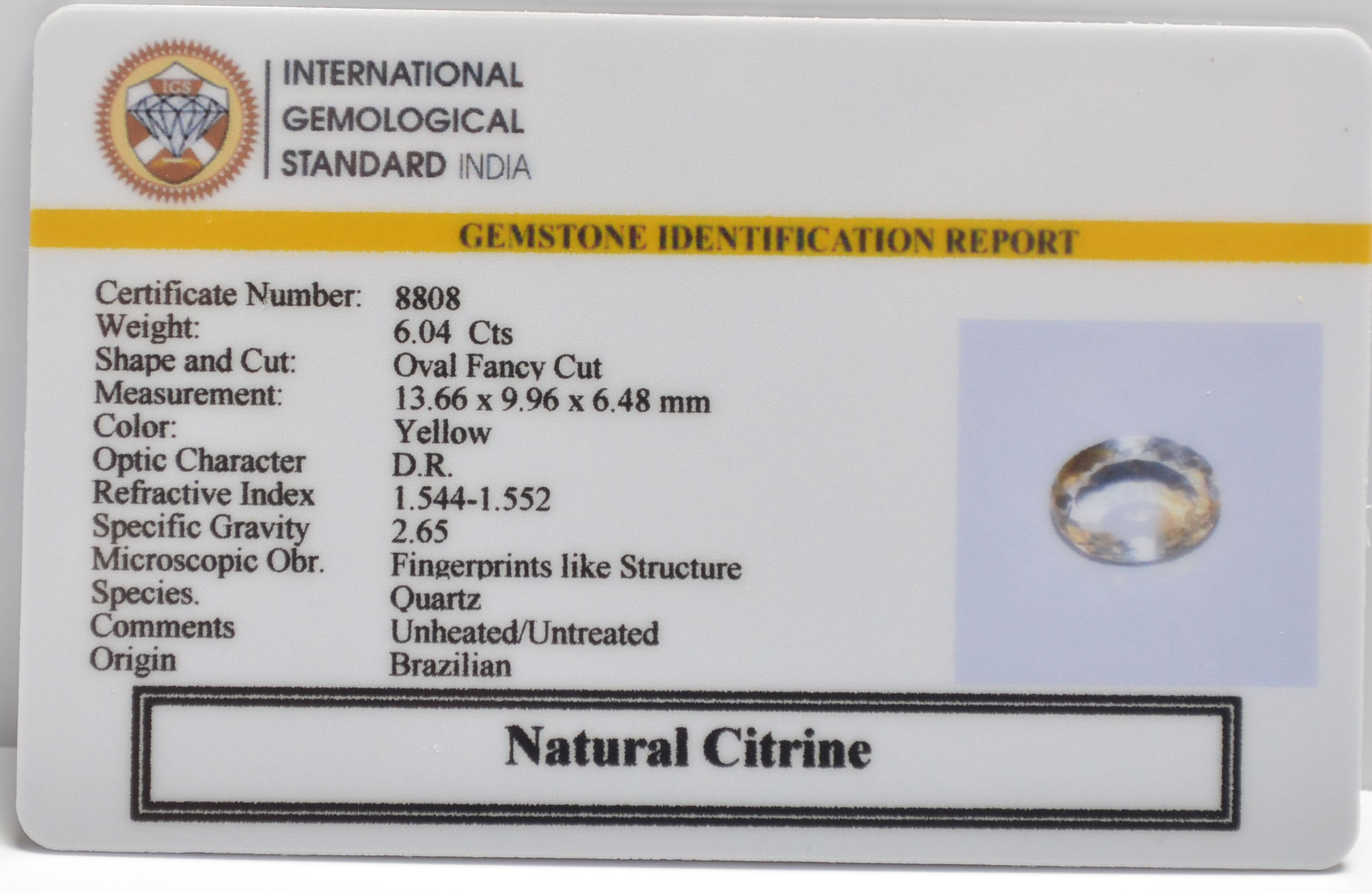 CIT2161 2 CITRINE 6.04 Ct.