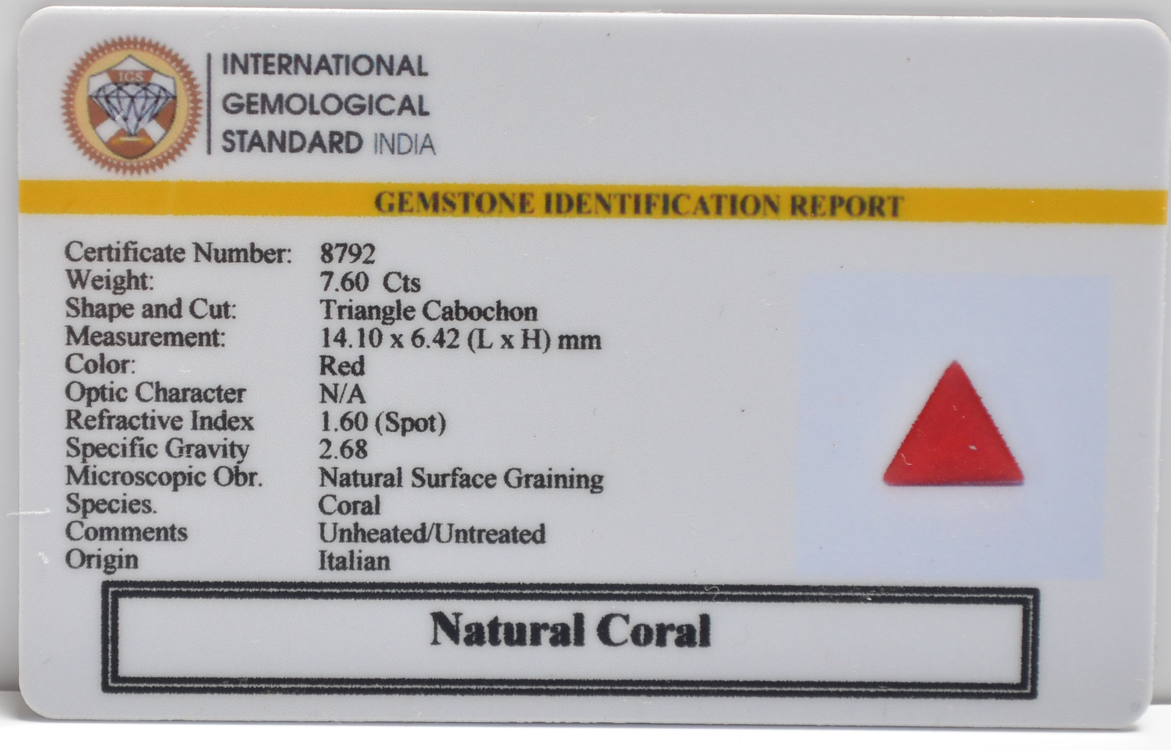 CRLG6273 2 CORAL 7.6 Ct.