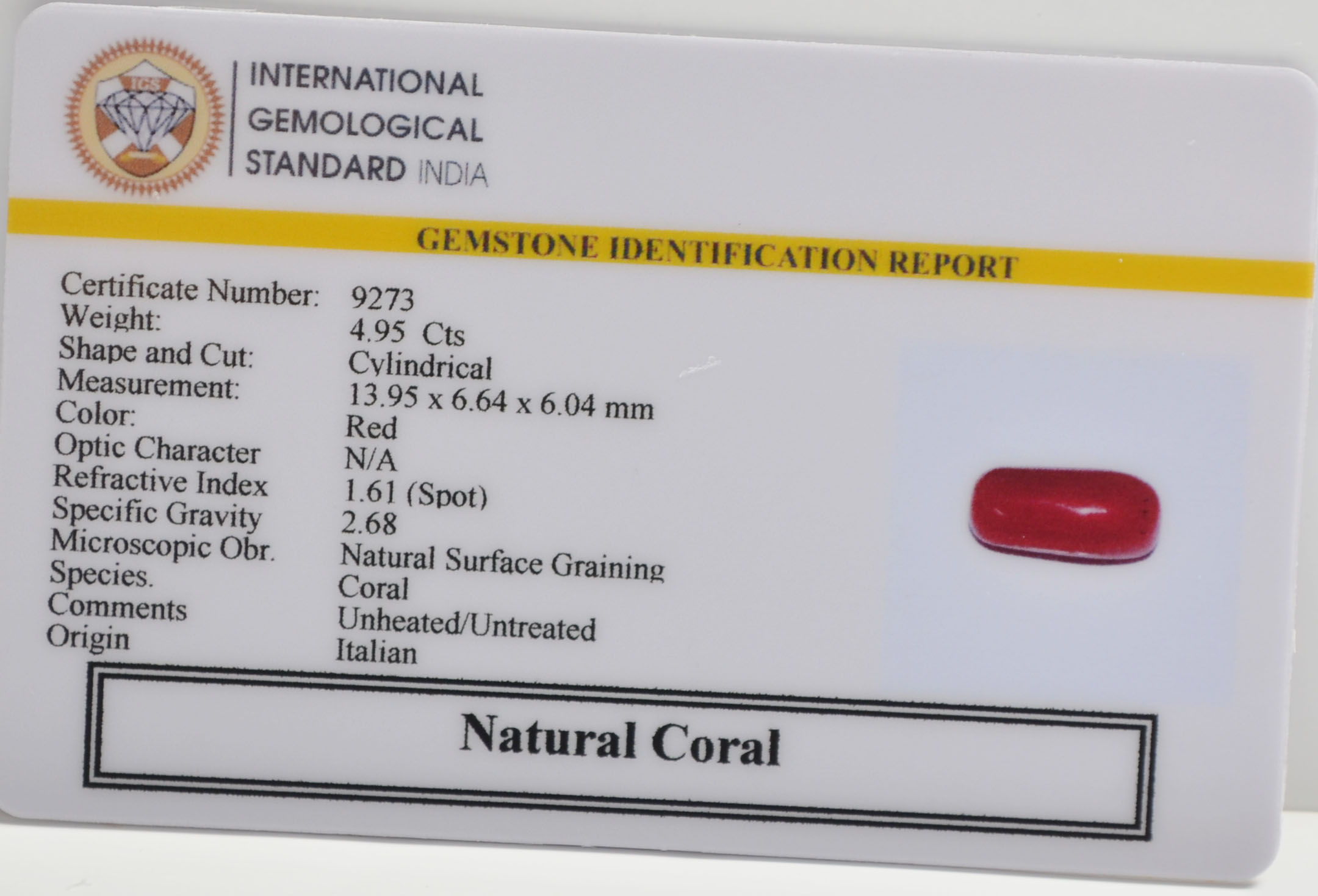 CORAL 4.95 Ct. 3 CRLG6276 2 CORAL 4.95 Ct.