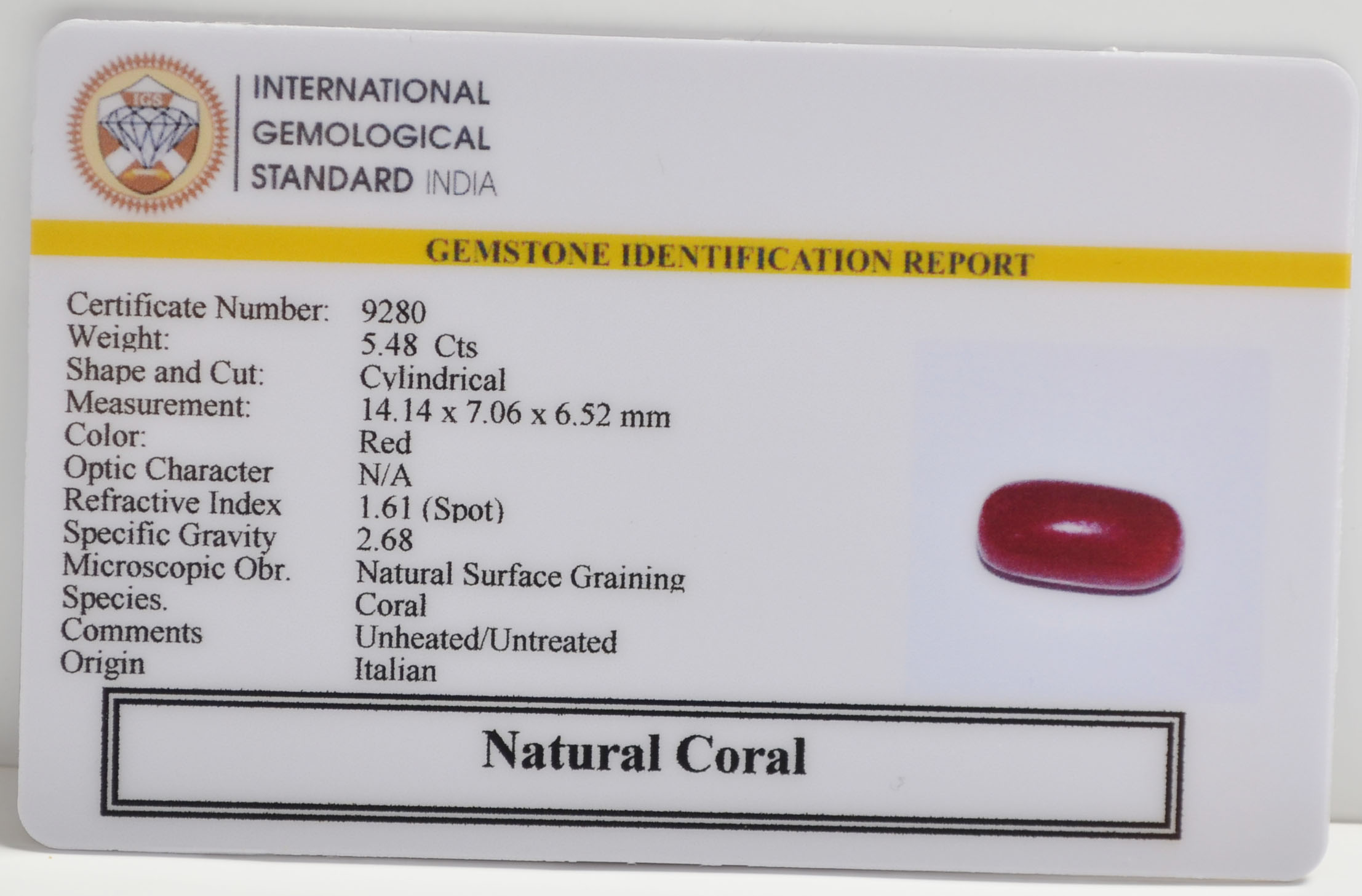 CRLG6278 2 CORAL 5.48 Ct.