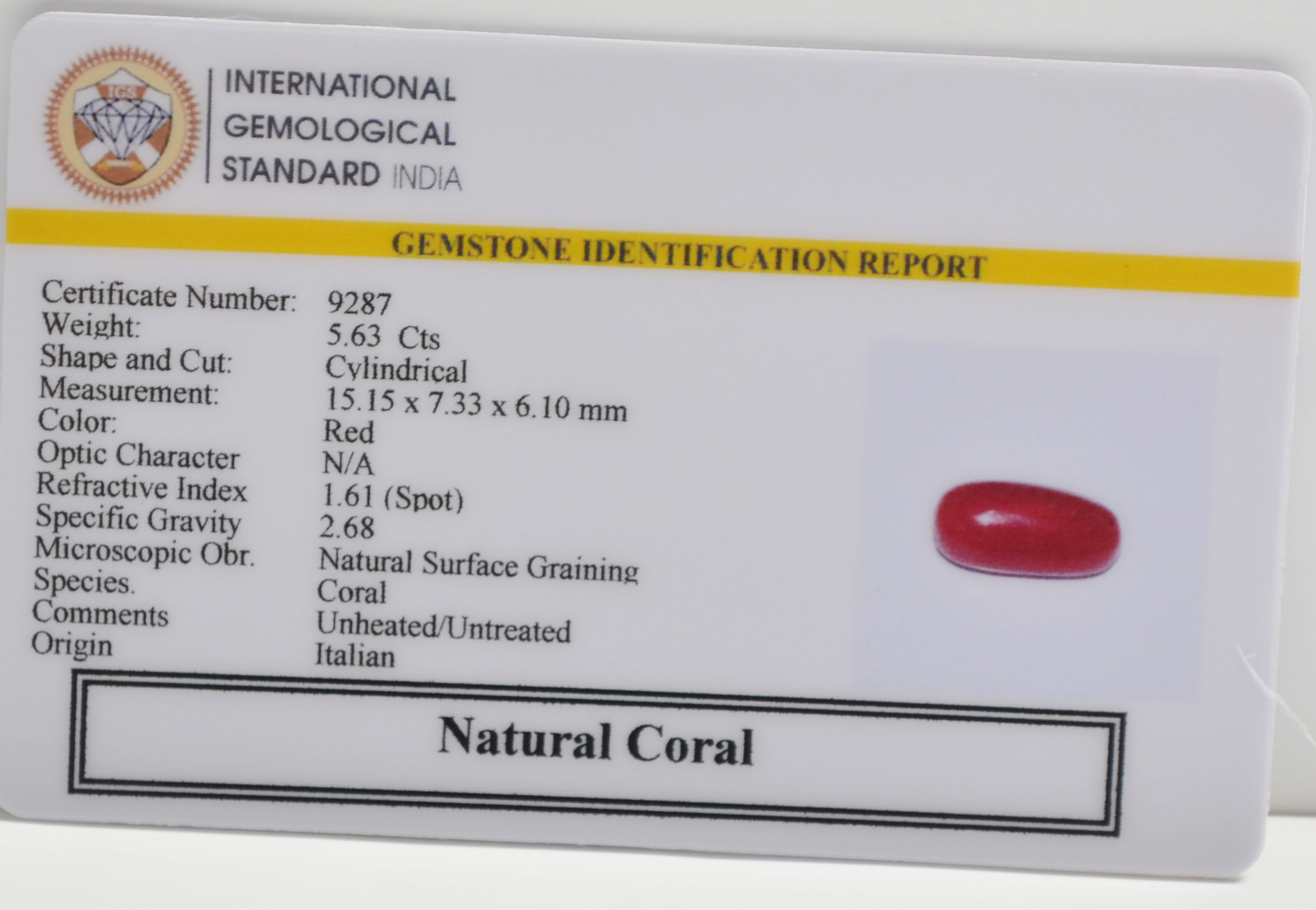 CRLG6280 2 CORAL 5.63 Ct.