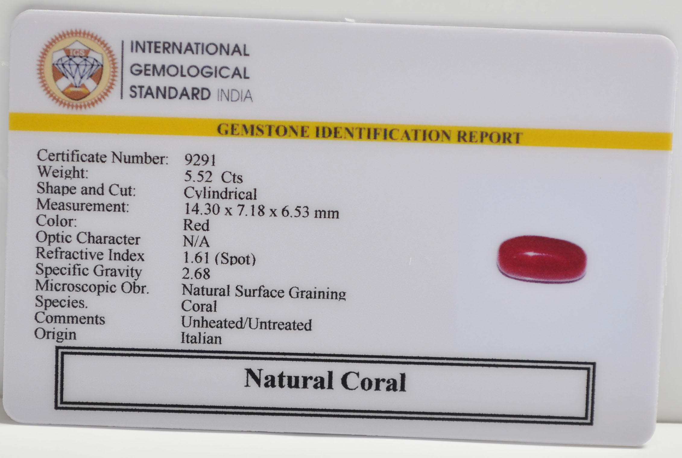 CRLG6283 2 CORAL 5.52 Ct.