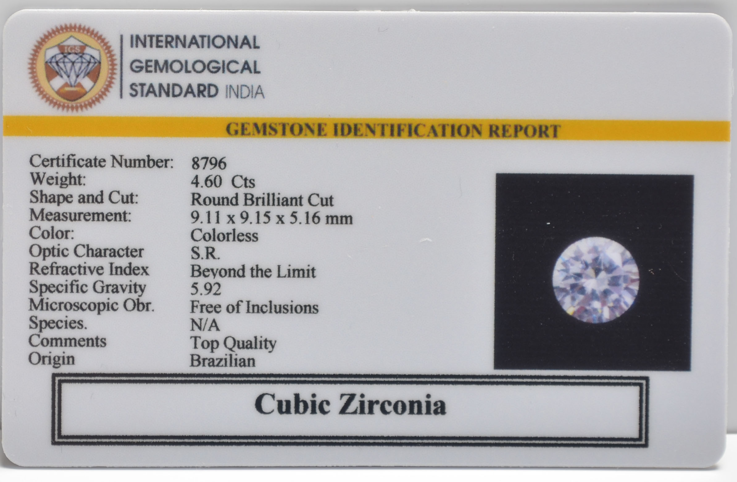 CZR678 2 CUBIC ZIRCONIA 4.6 Ct.