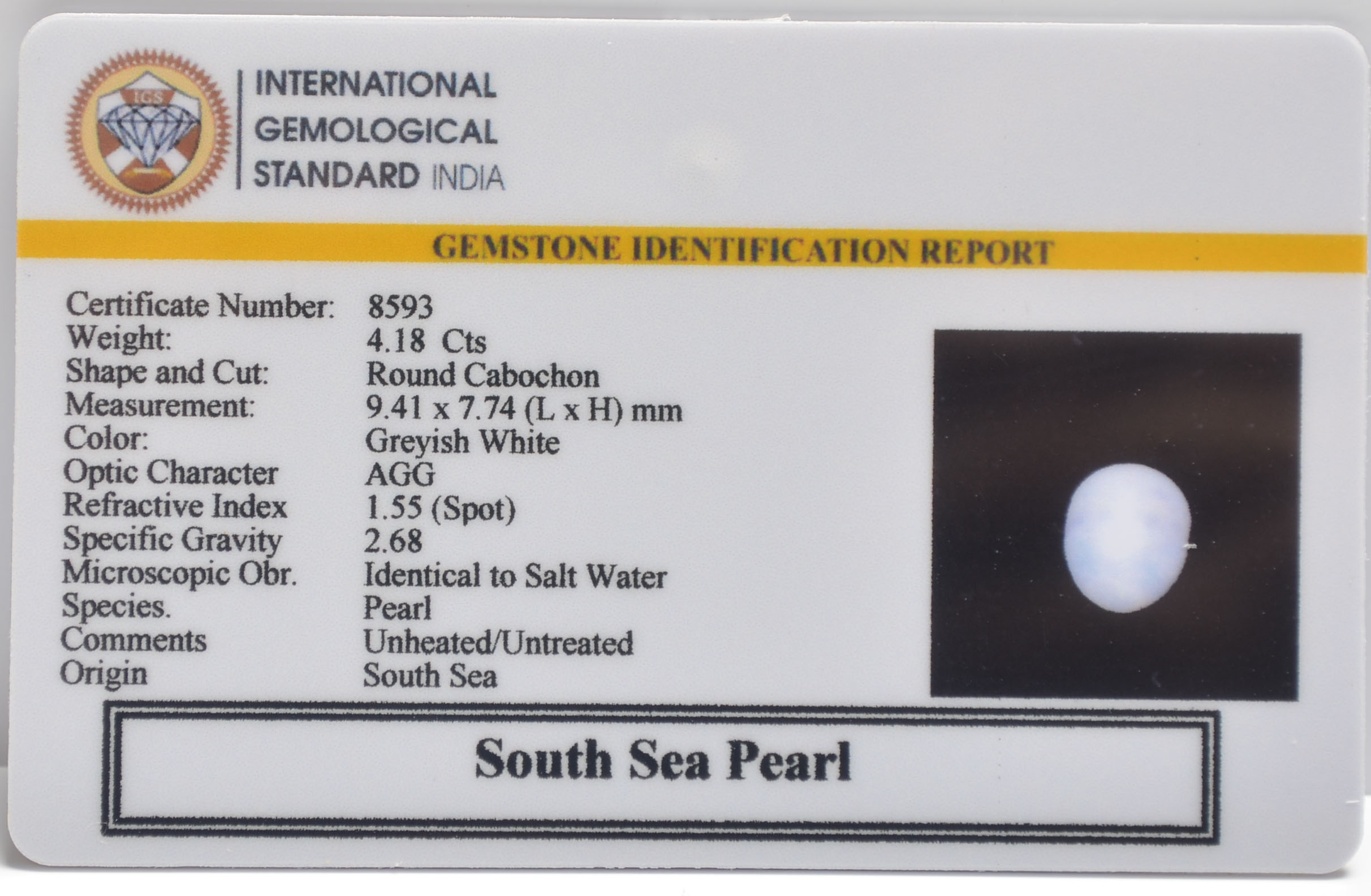 DSP3194 2 SOUTH SEA PEARL 4.18 Ct.