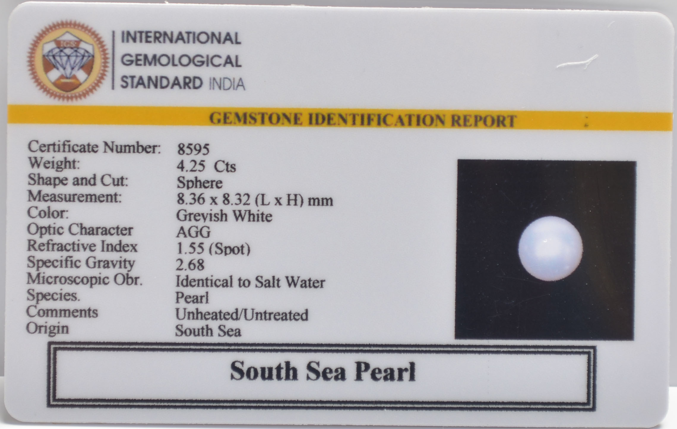 DSP3196 2 SOUTH SEA PEARL 4.25 Ct.