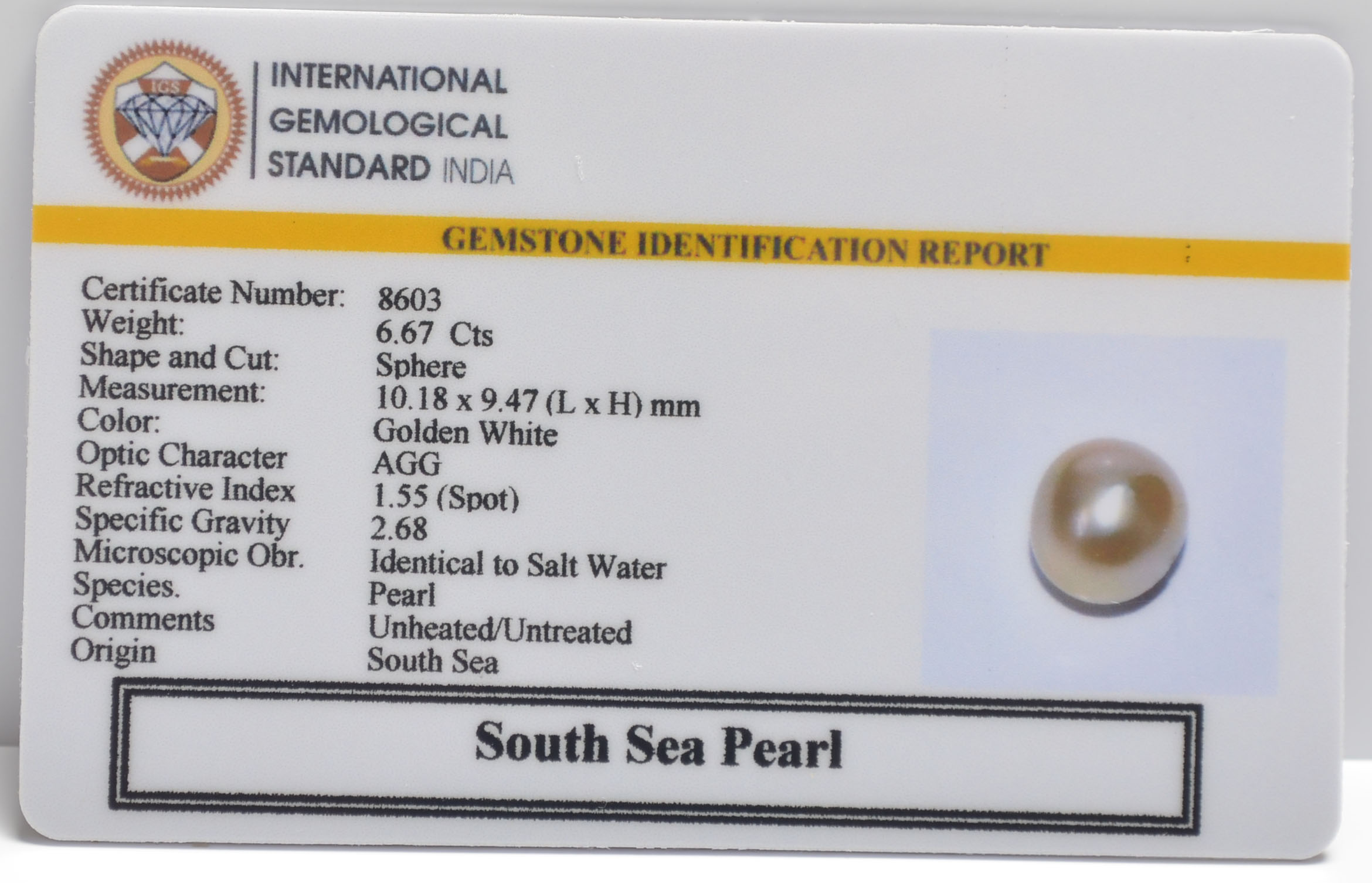 DSP3204 2 SOUTH SEA PEARL 6.67 Ct.