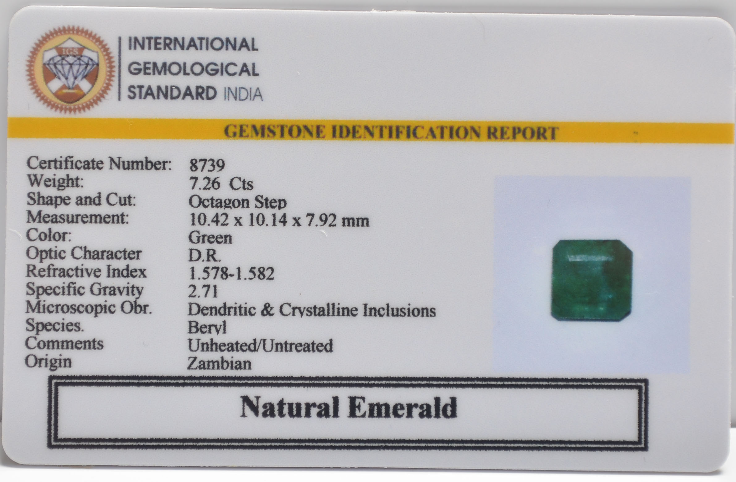 EMRD22015 2 EMERALD 7.26 Ct.