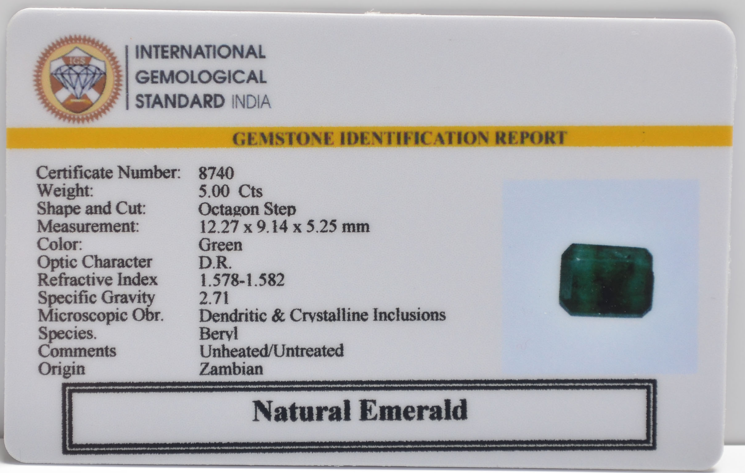 EMRD22016 2 EMERALD 5 Ct.
