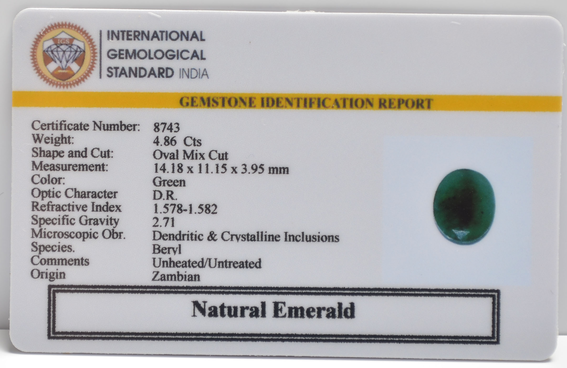 EMERALD 4.86 Ct.