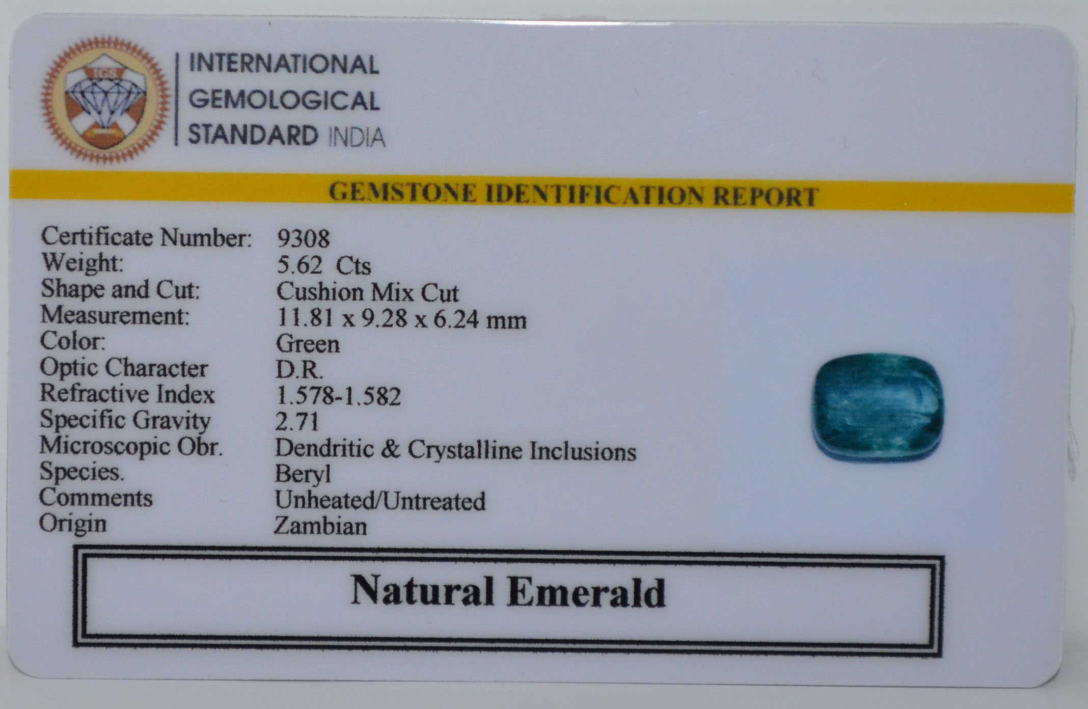 EMERALD 5.62 Ct.