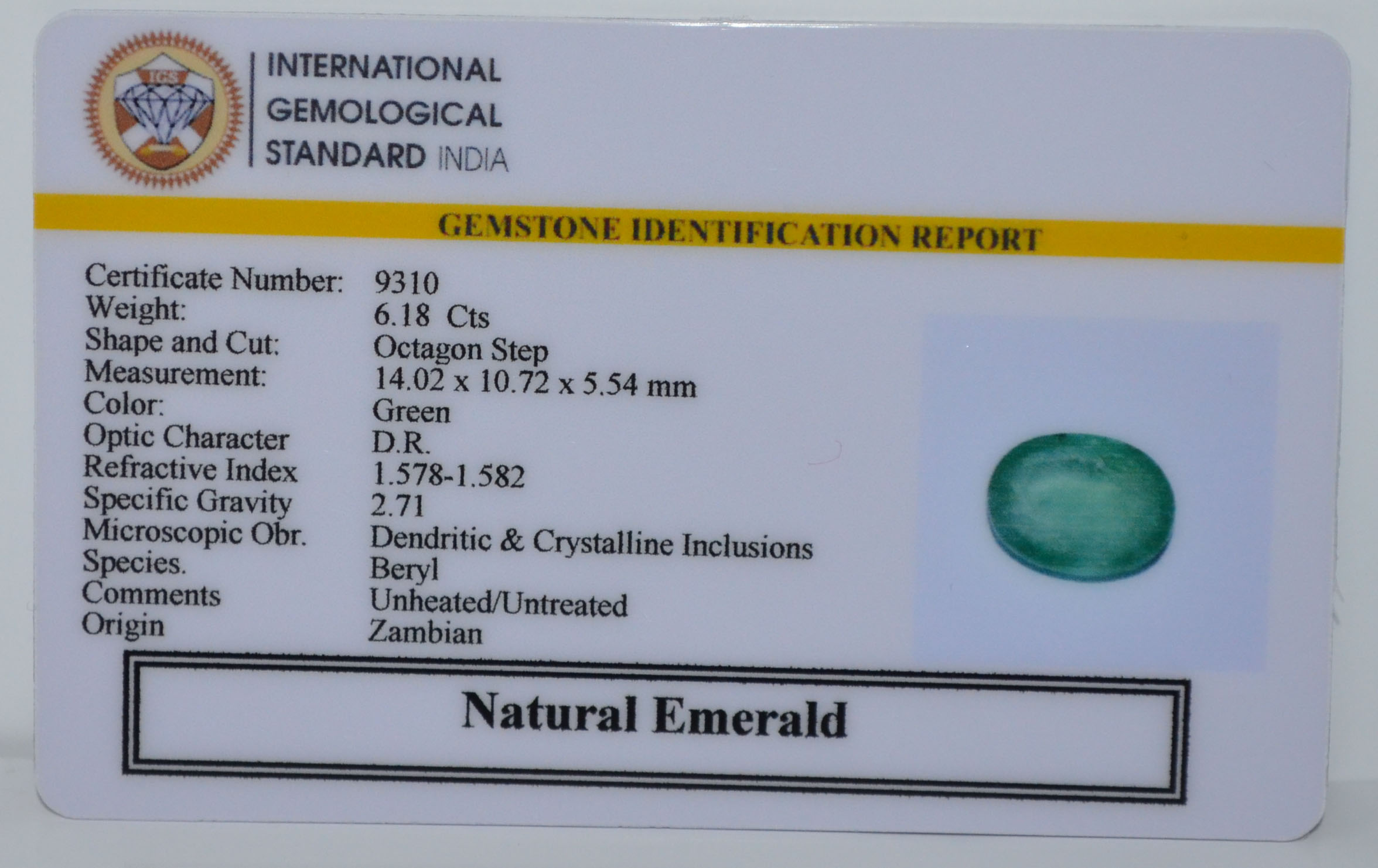 EMERALD 6.18 Ct.