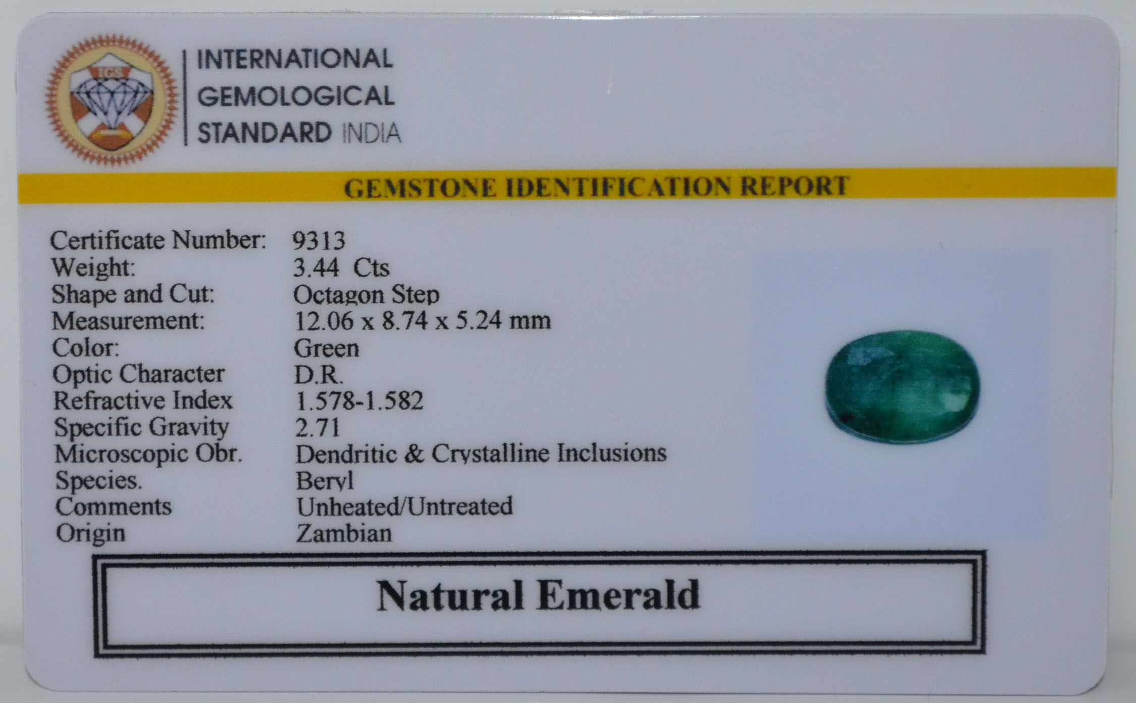 EMERALD 3.44 Ct.