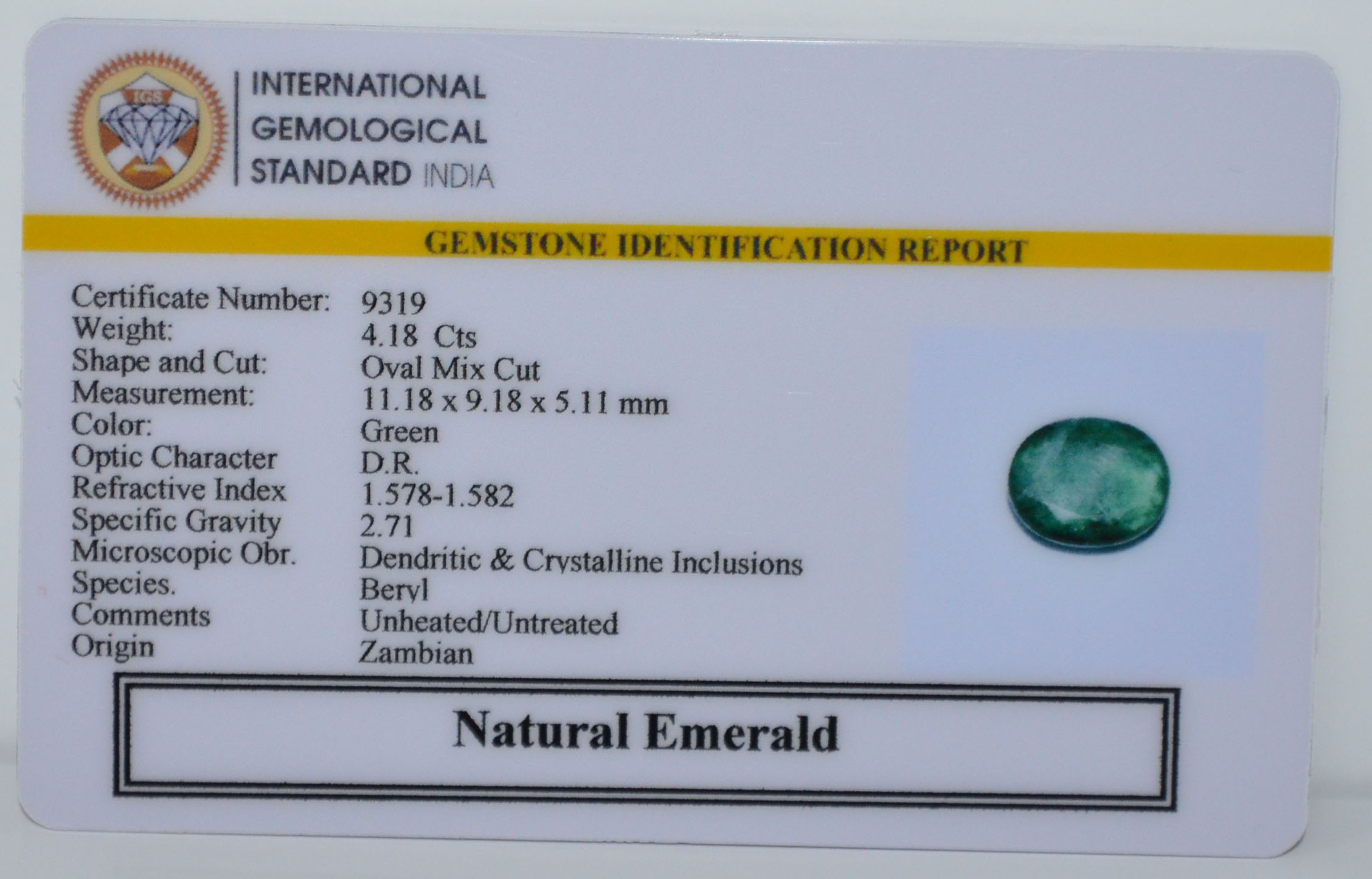 EMERALD 4.18 Ct.
