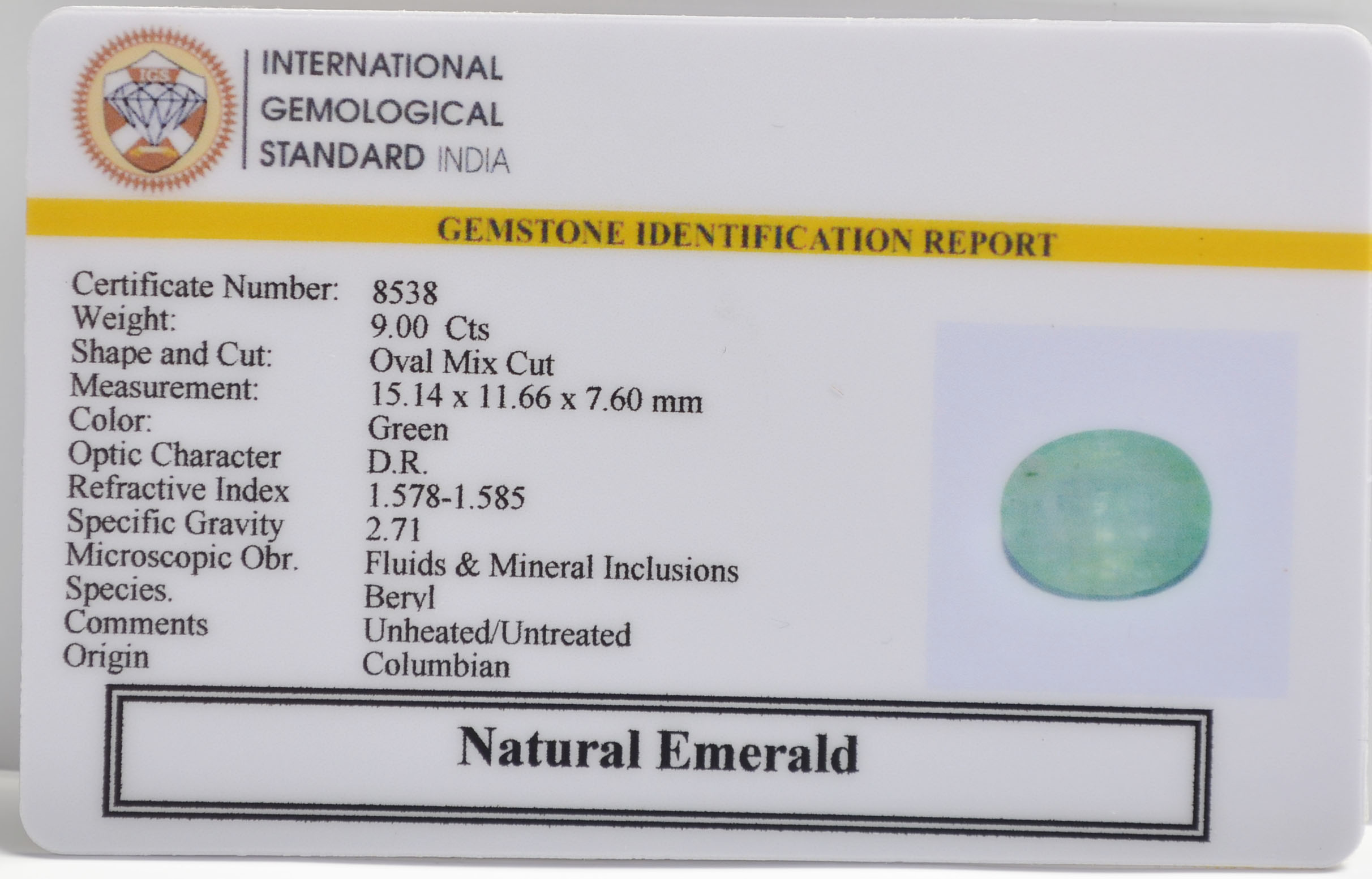 EMRG21405 2 EMERALD 9 Ct.