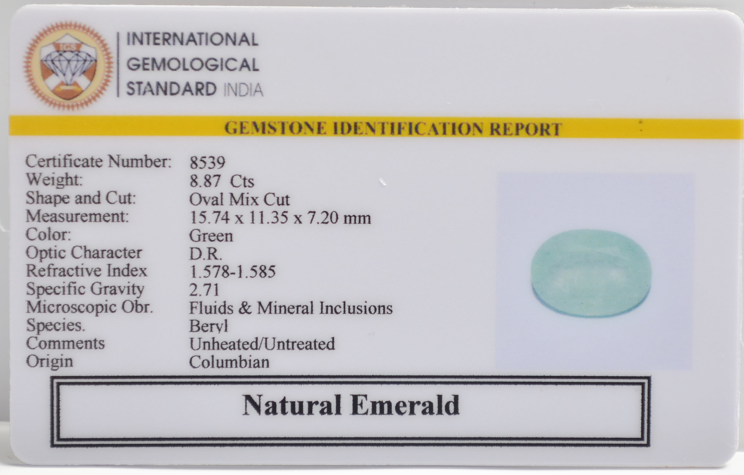 EMRG21406 2 EMERALD 8.87 Ct.