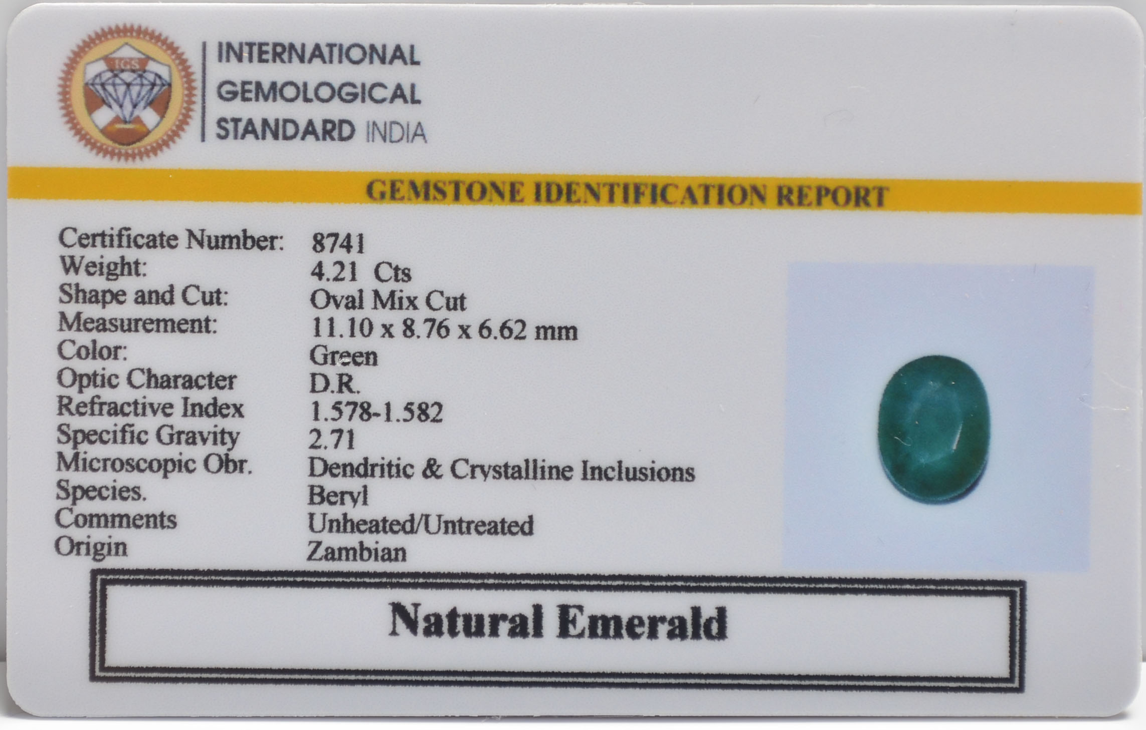 EMERALD 4.21 Ct.