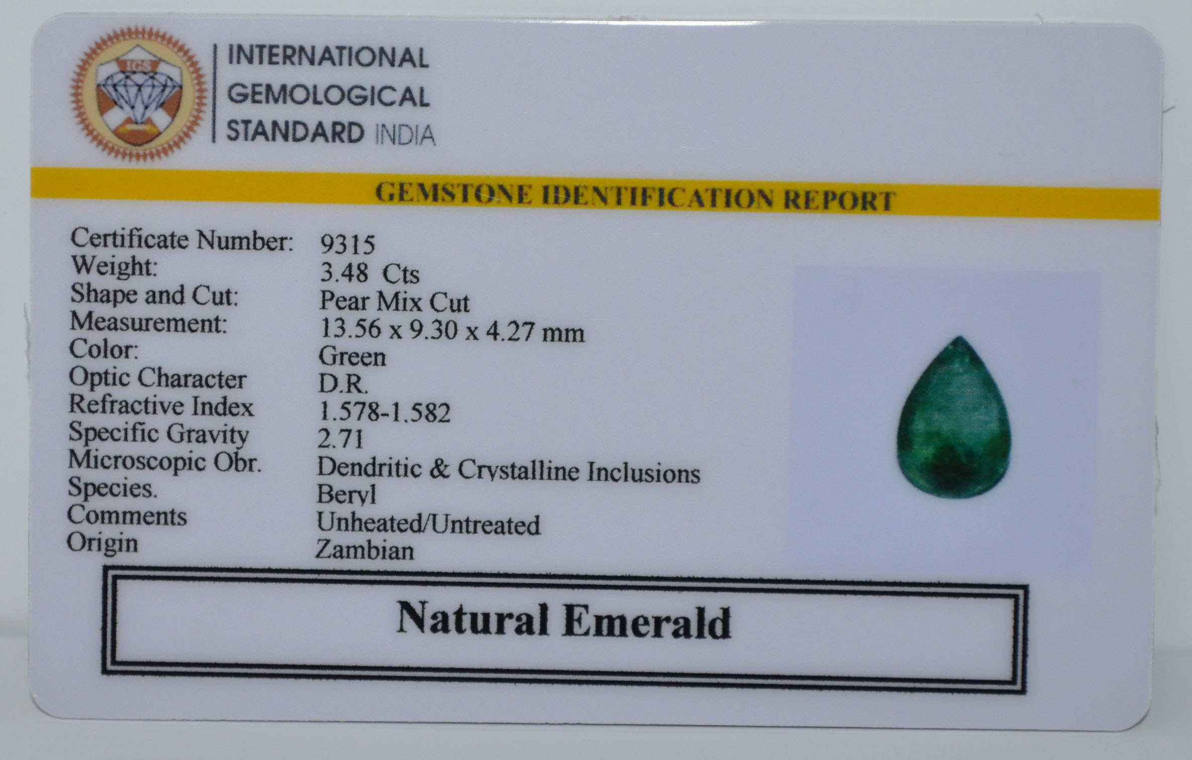 EMERALD 3.48 Ct.
