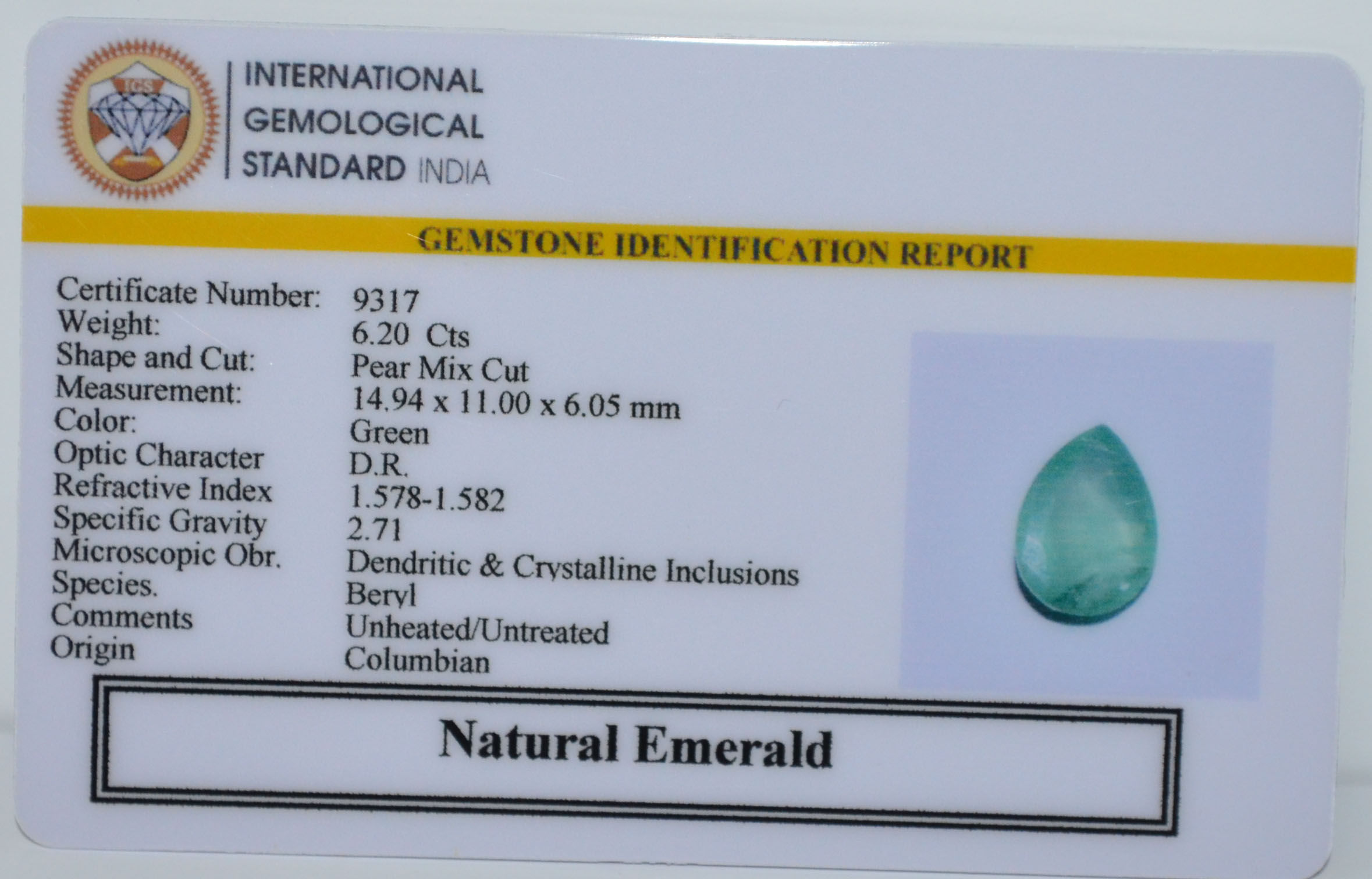 EMERALD 6.2 Ct.