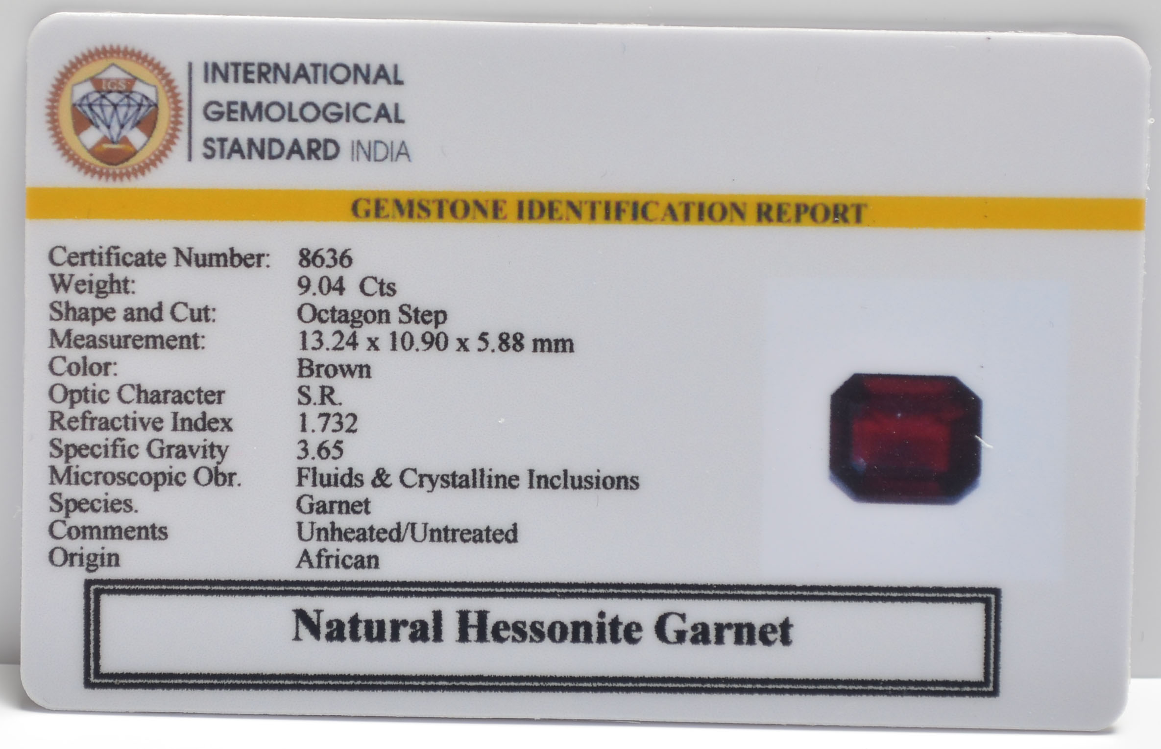 GMD7614 2 HESSONITE GOMED 9.04 Ct.