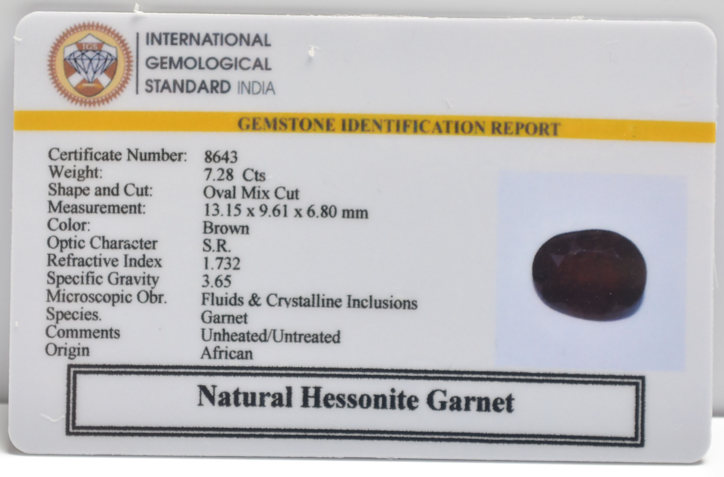 GMD7619 2 HESSONITE GOMED 7.28 Ct.
