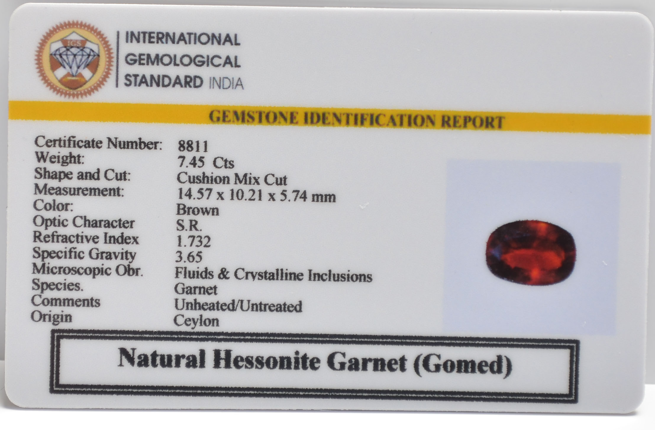 GMD7621 2 HESSONITE GOMED 7.45 Ct.