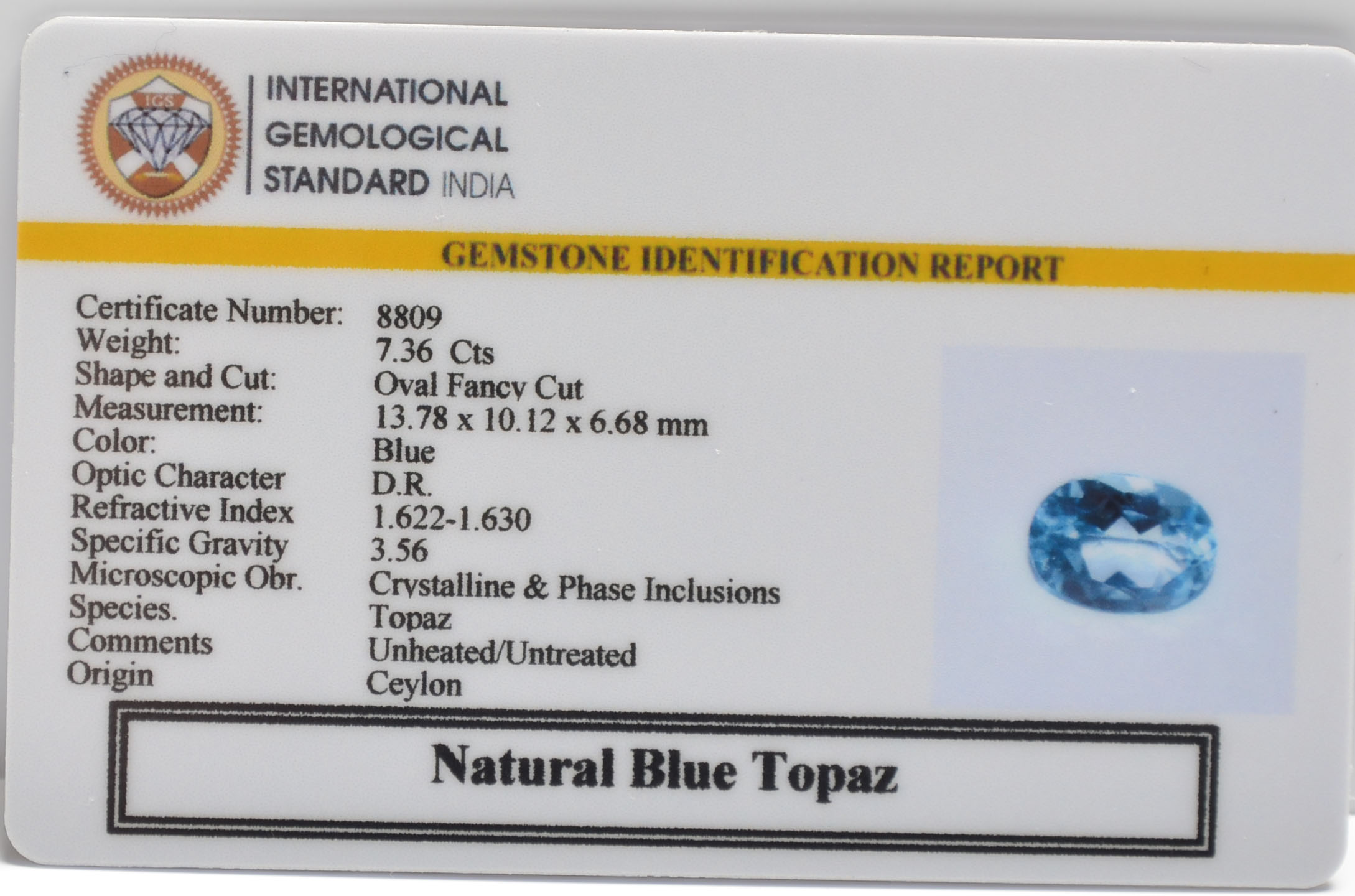 BLUE TOPAZ 7.36 Ct. 3 NBT254 2 BLUE TOPAZ 7.36 Ct.