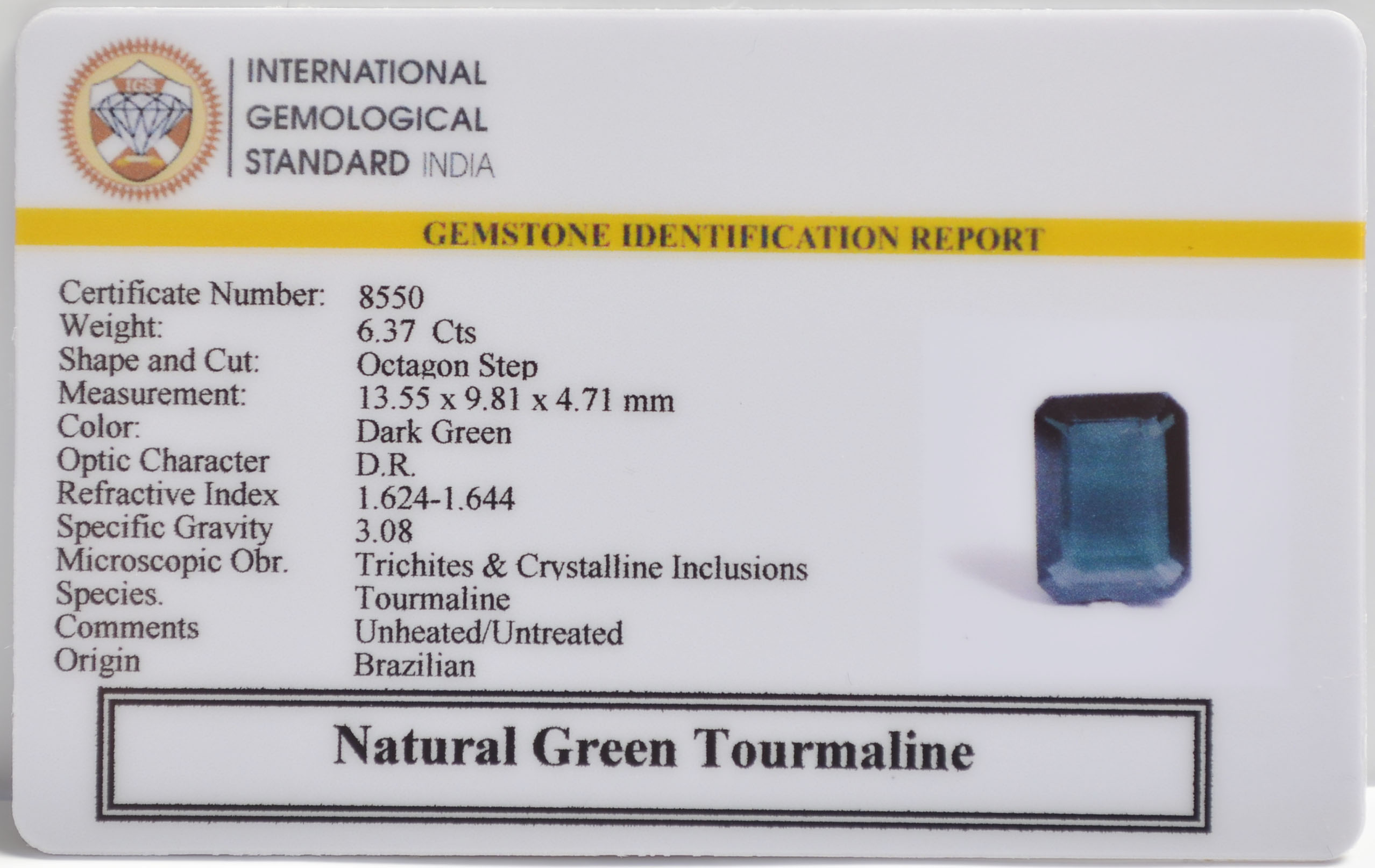 NTM476 2 TOURMALINE 6.37 Ct.