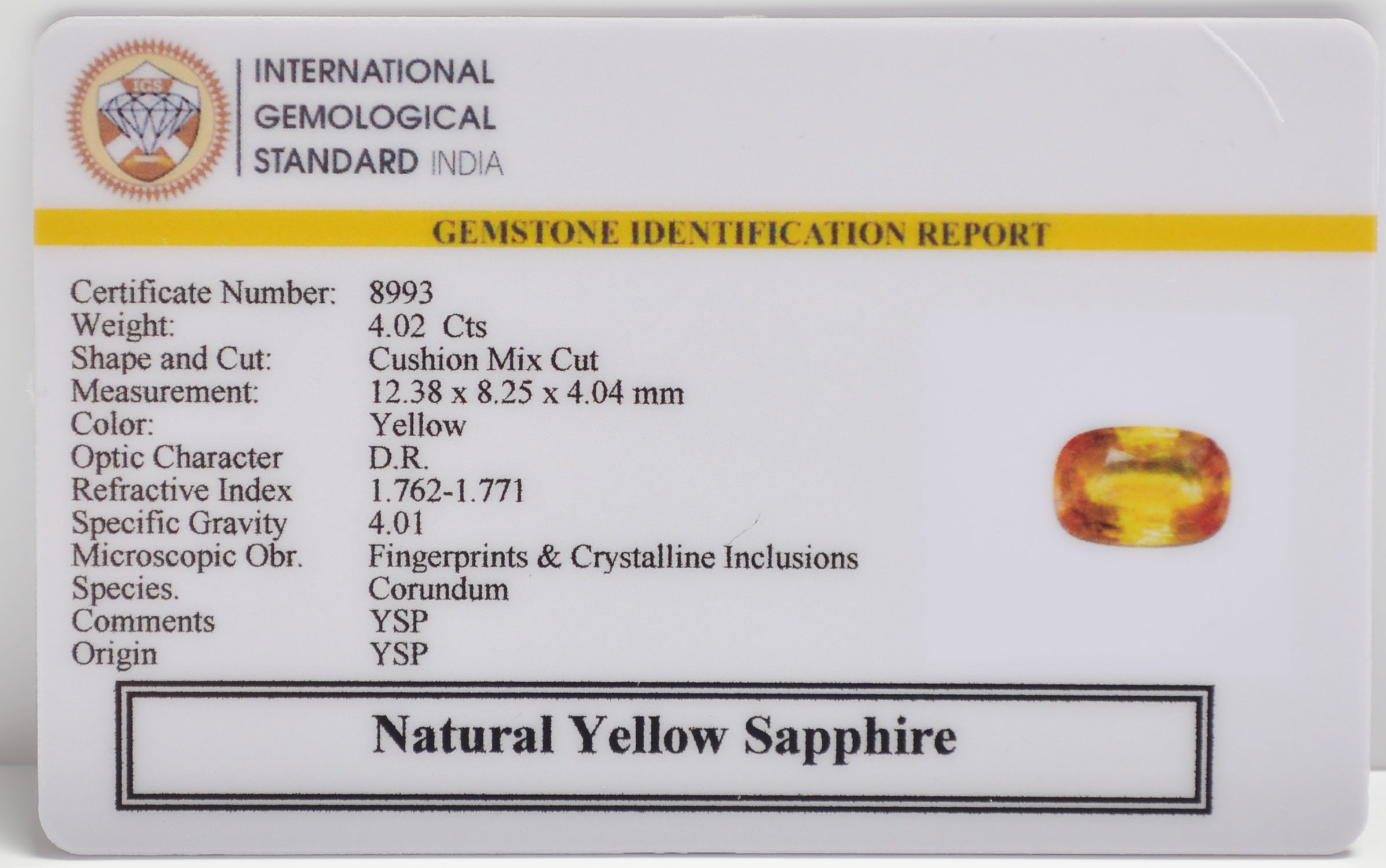 NYSP8808 2 YELLOW SAPPHIRE 4.02 Ct.