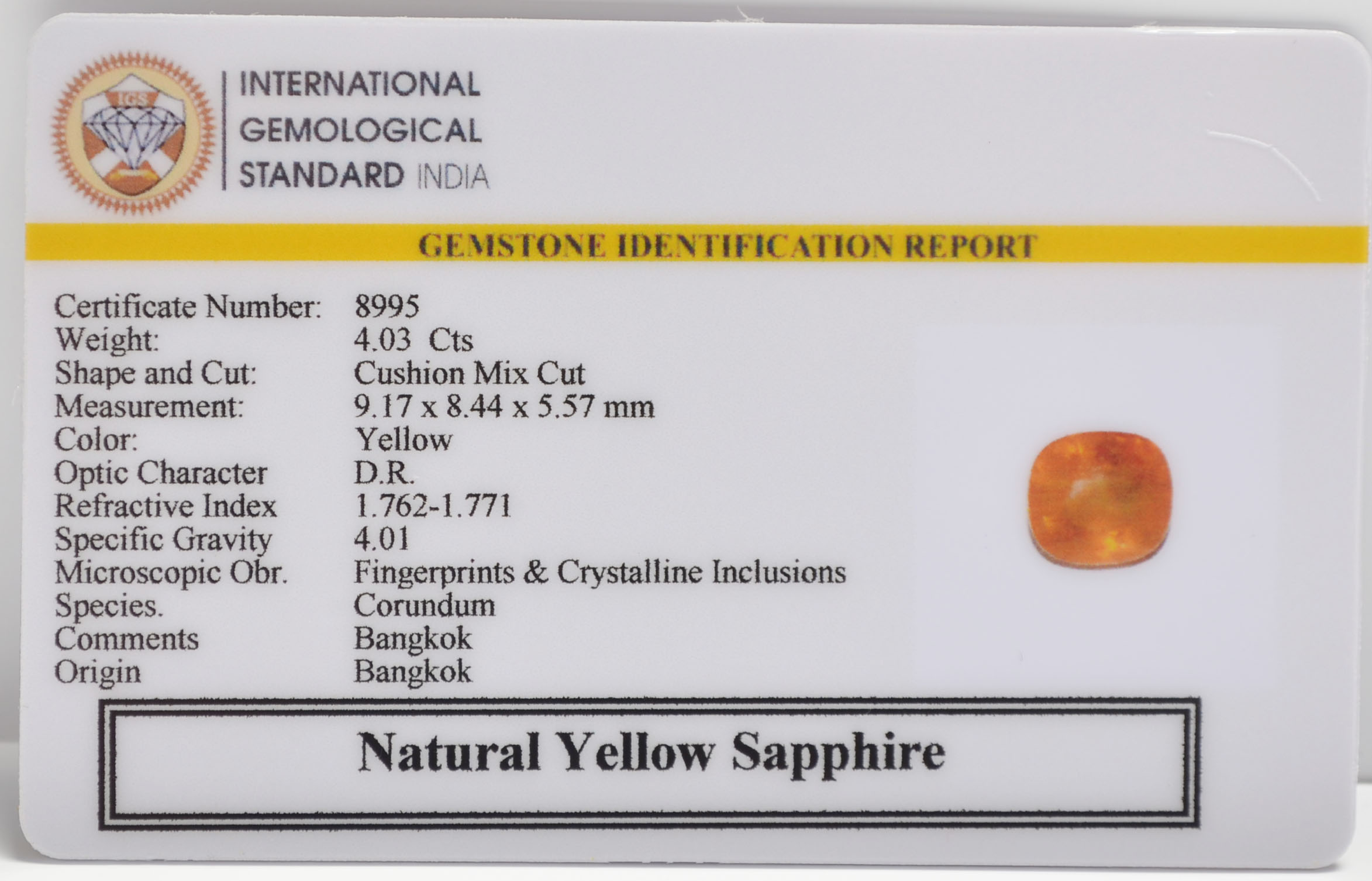 NYSP8810 2 YELLOW SAPPHIRE 4.03 Ct.