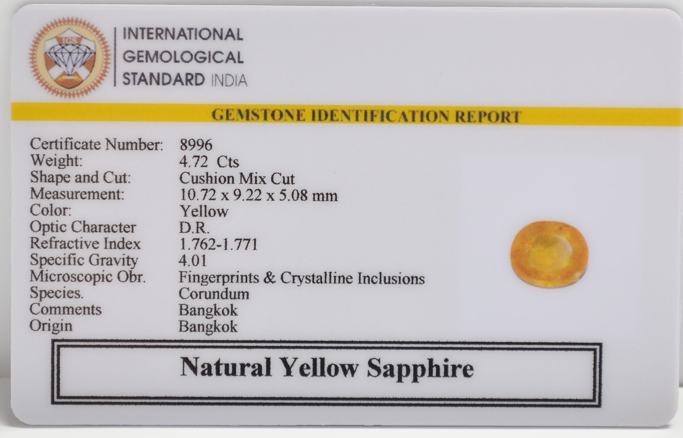 NYSP8811 2 YELLOW SAPPHIRE 4.72 Ct.