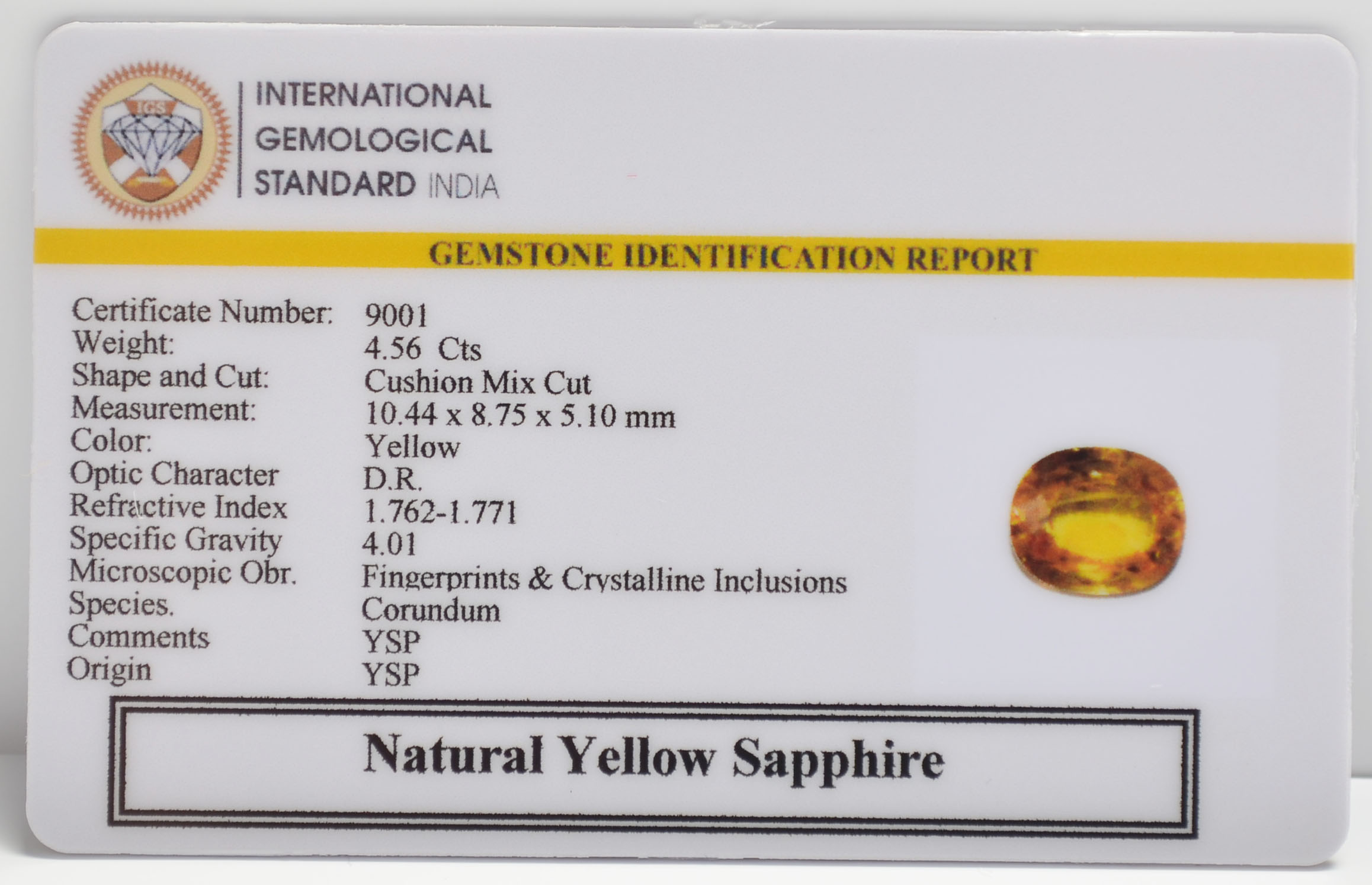 NYSP8816 2 YELLOW SAPPHIRE 4.56 Ct.