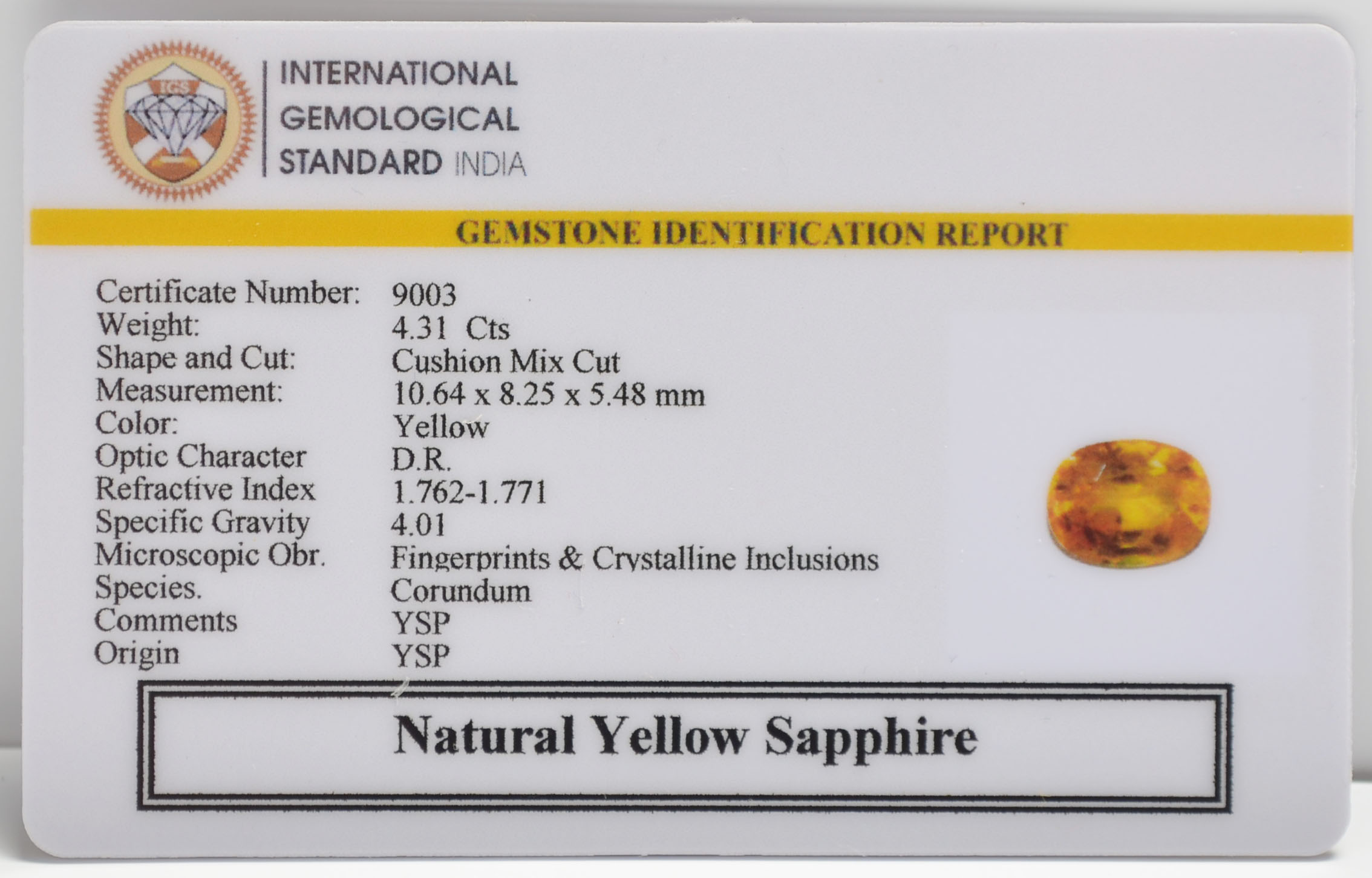 NYSP8818 2 YELLOW SAPPHIRE 4.31 Ct.