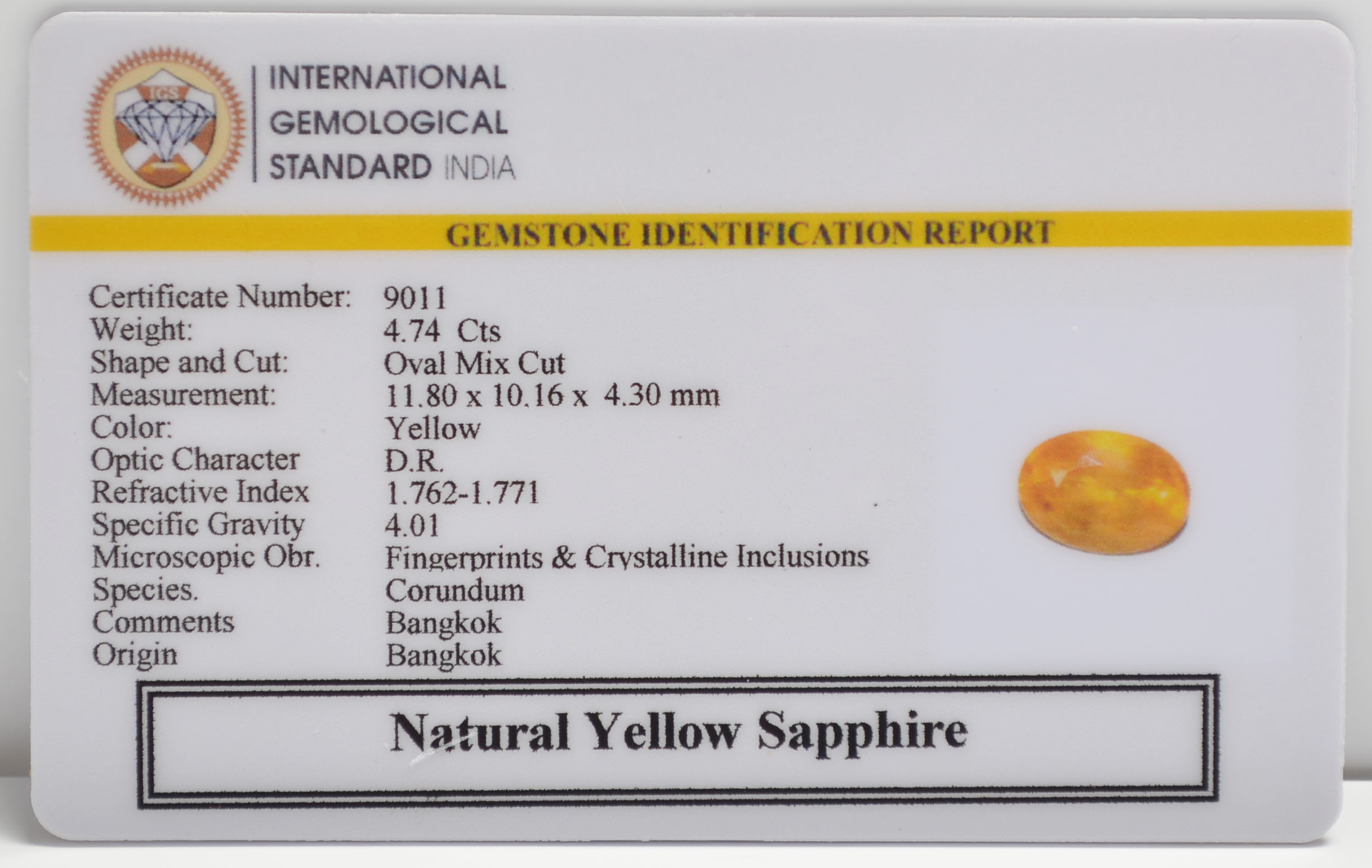 YELLOW SAPPHIRE 4.74 Ct. 3 NYSPG8527 2 YELLOW SAPPHIRE 4.74 Ct.