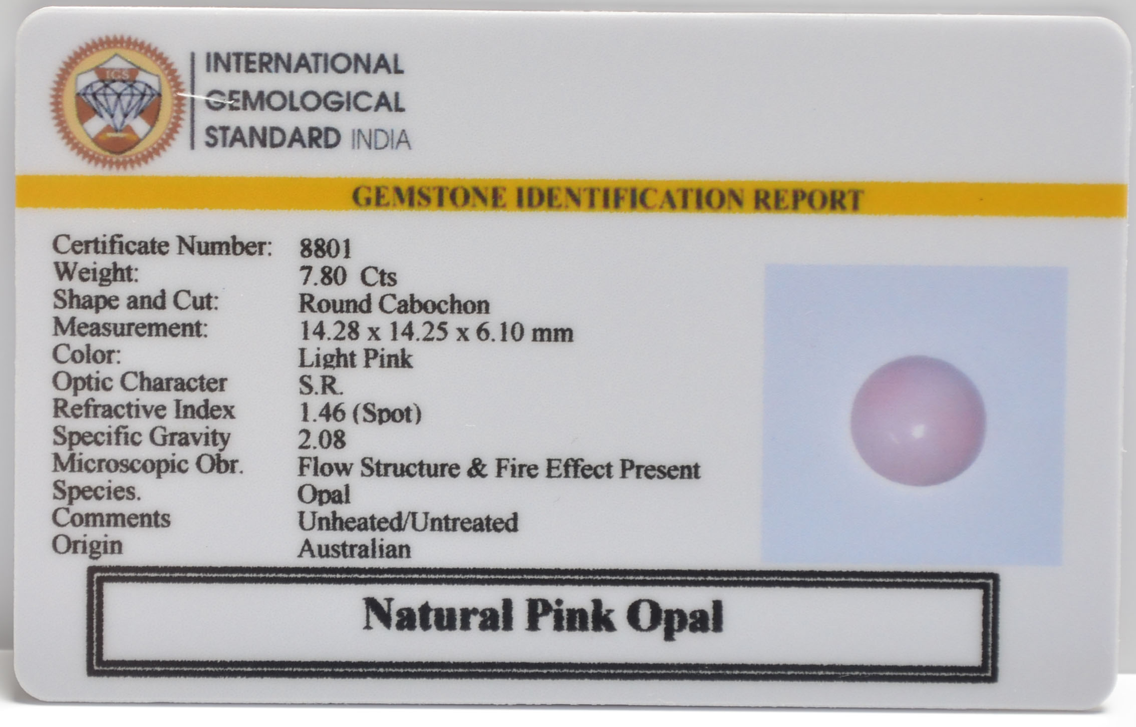 OPLG8964 2 PINK OPAL 7.8 Ct.