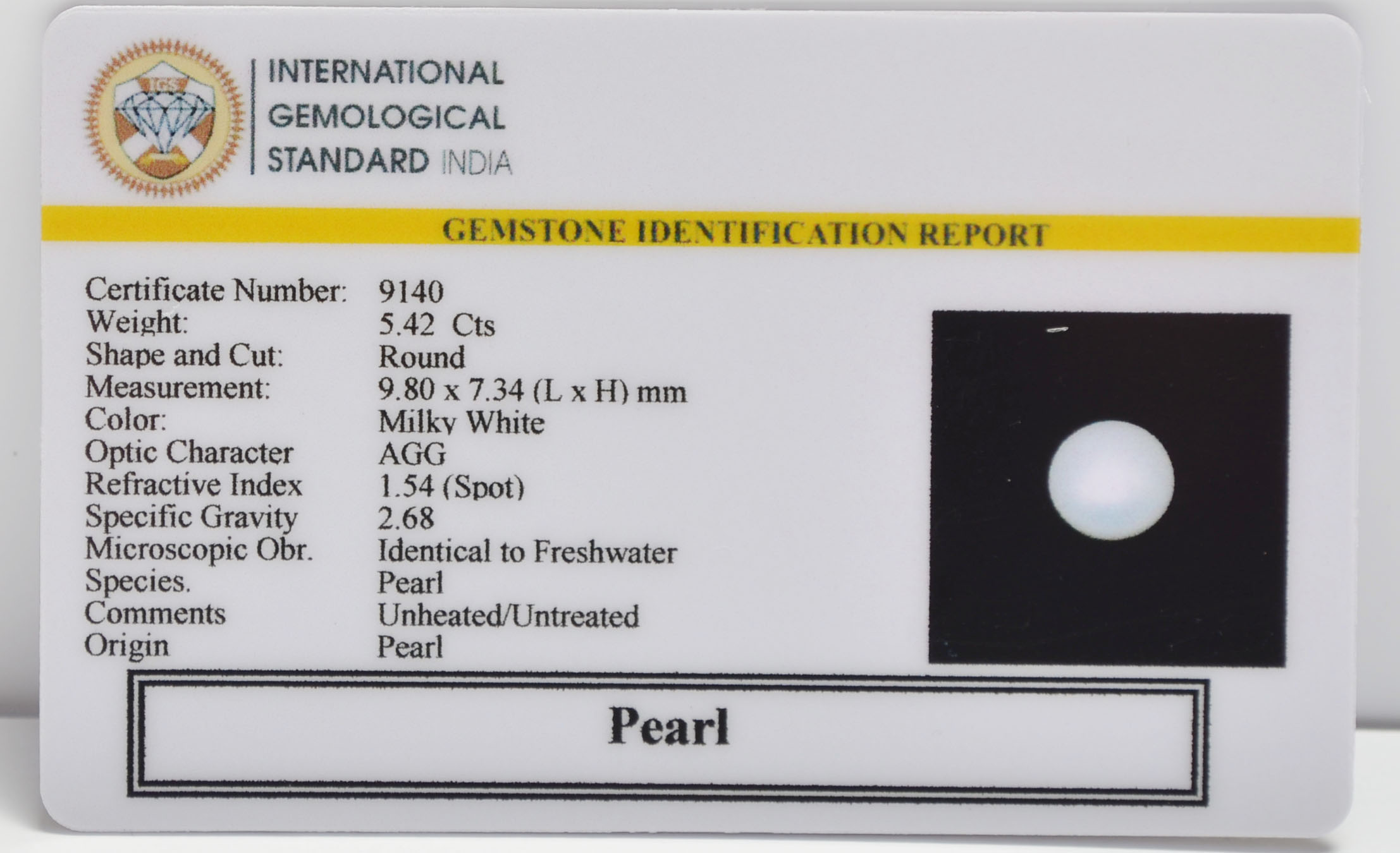 PEARL 5.42 Ct. 3 PRL7341 2 PEARL 5.42 Ct.