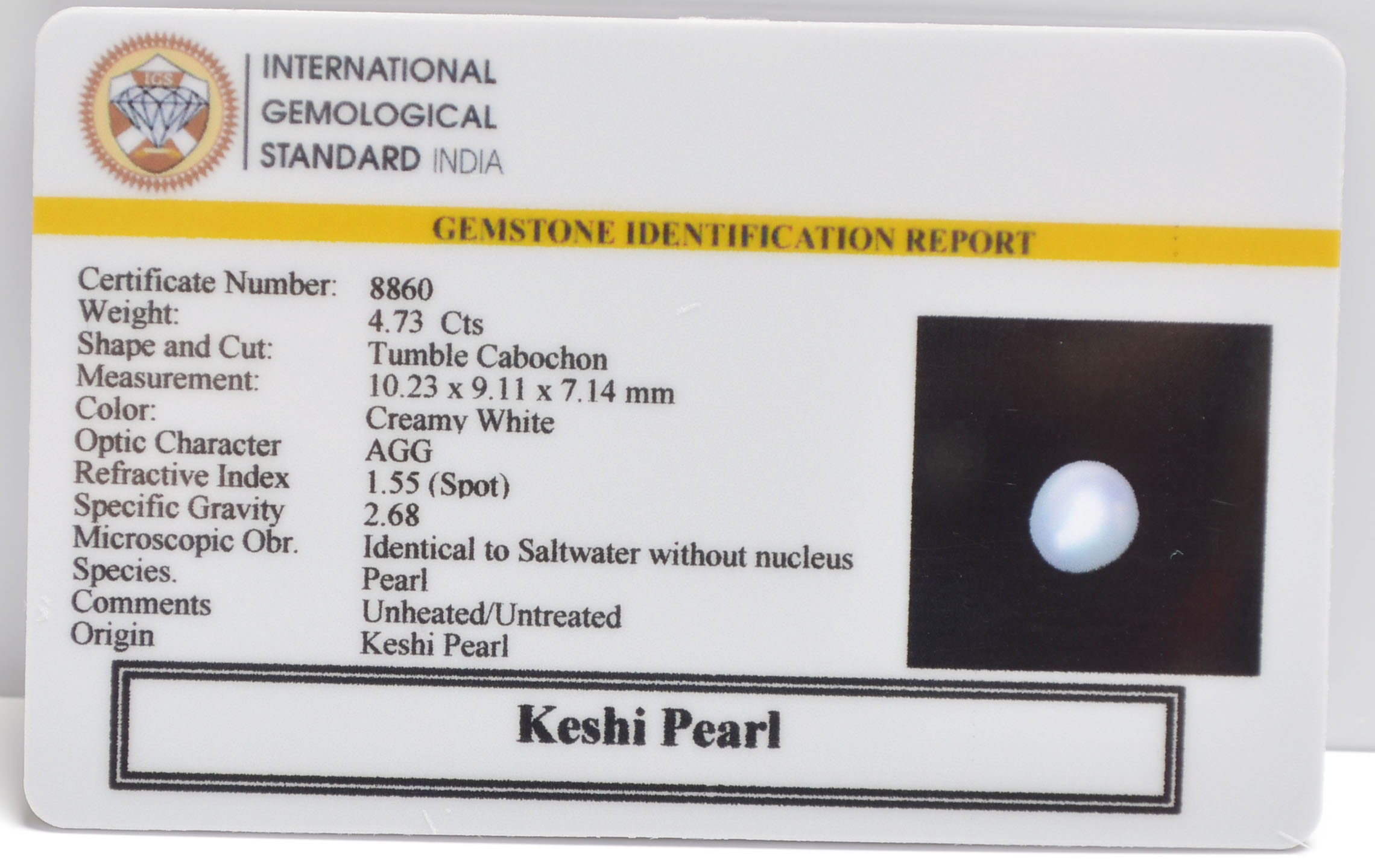 KESHI PEARL 4.73 Ct. 3 PRLG2336 2 KESHI PEARL 4.73 Ct.